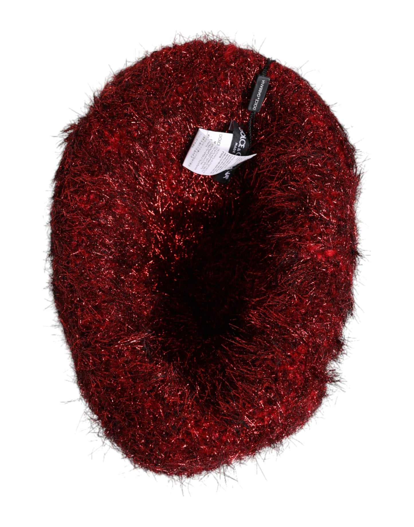 Dolce & Gabbana – Fischerhut aus roter Viskose mit Lametta und breiter Krempe