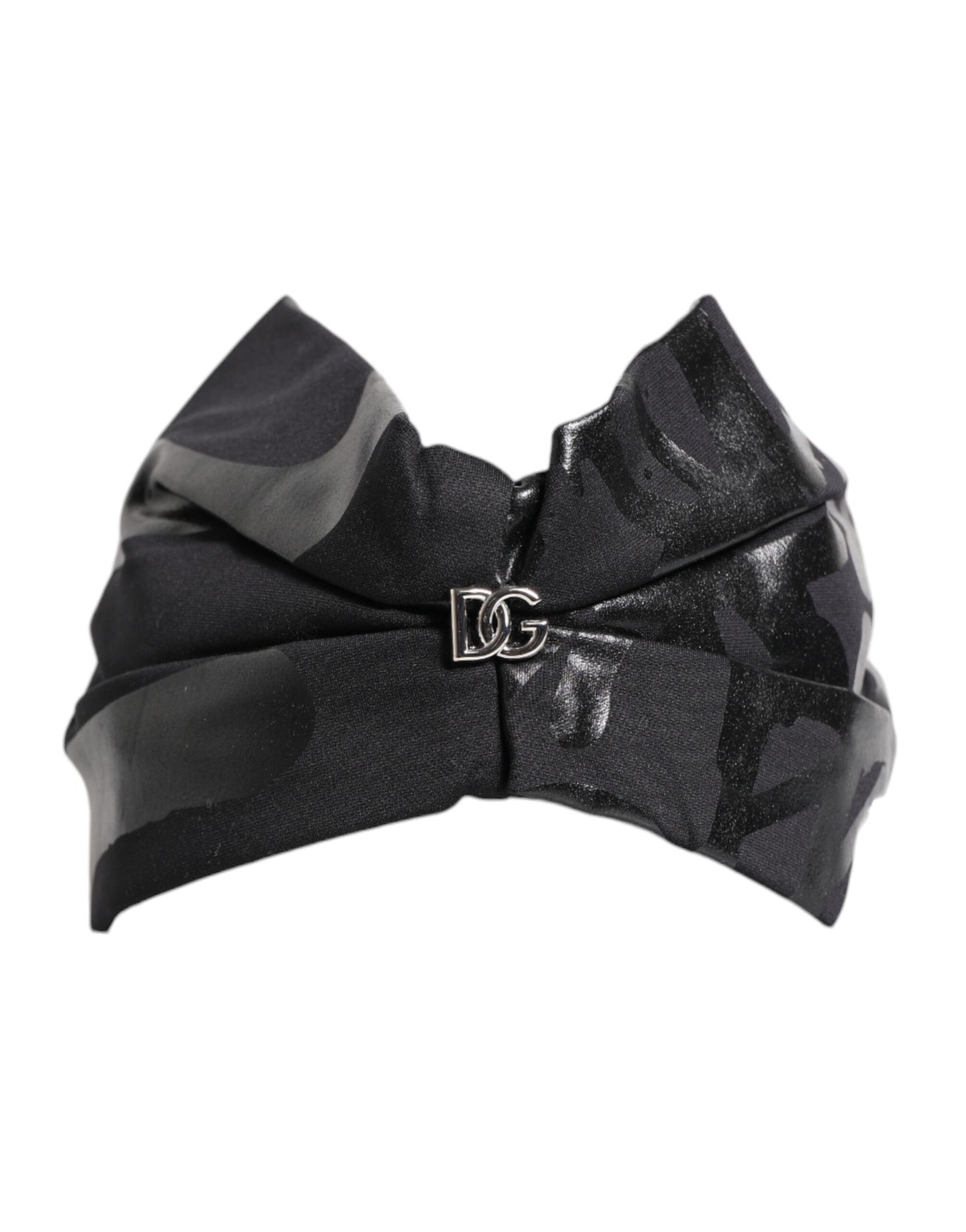 Dolce & Gabbana – Schwarze Nylon-Stretch-Mütze mit DG-Logo