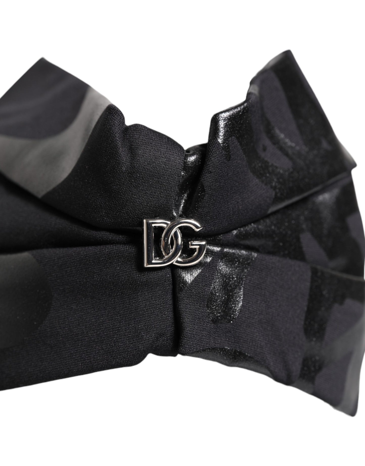 Dolce & Gabbana – Schwarze Nylon-Stretch-Mütze mit DG-Logo