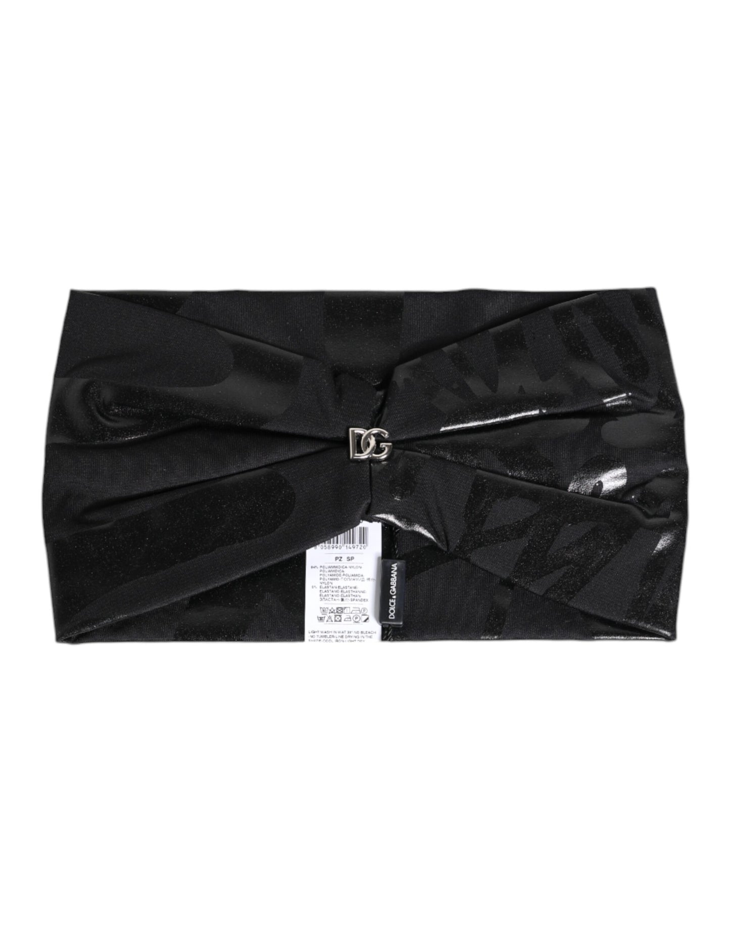 Dolce & Gabbana – Schwarze Nylon-Stretch-Mütze mit DG-Logo