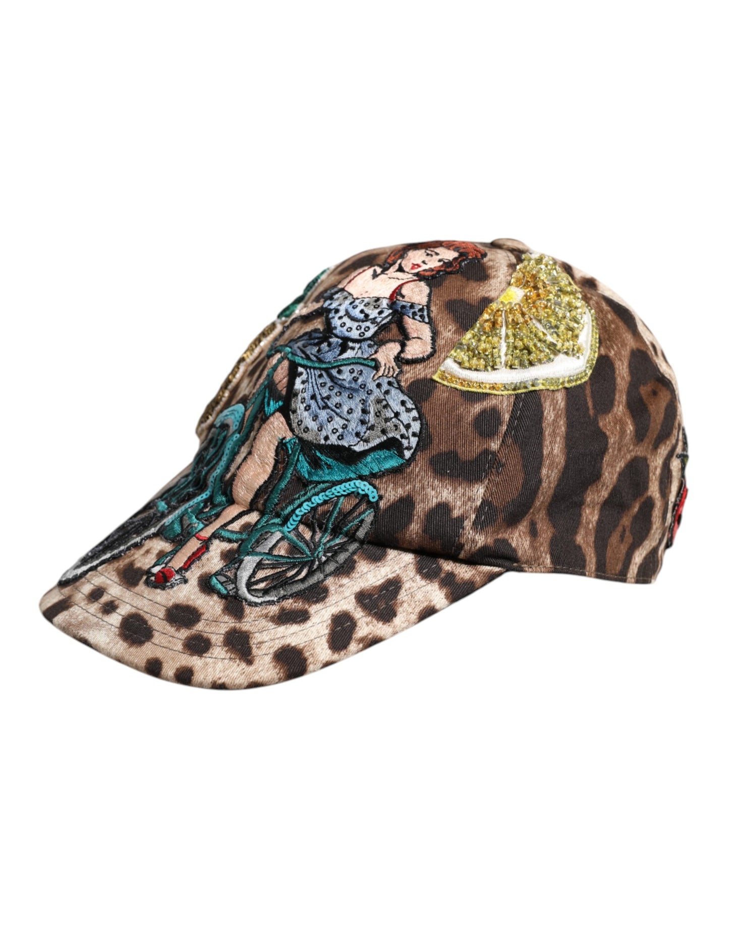Dolce & Gabbana – Sicily – Baseballkappe mit Leoparden-Pailletten in Braun