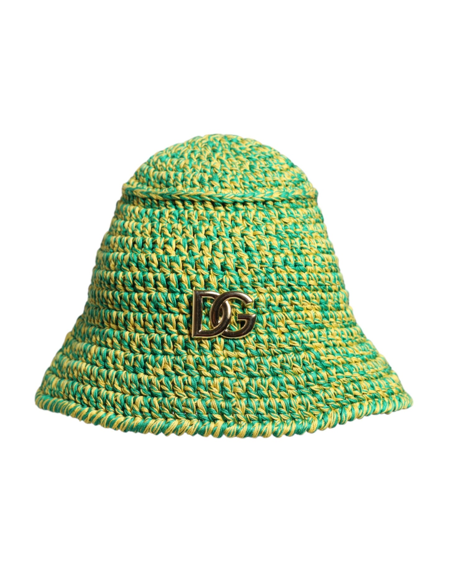 Dolce & Gabbana, grüner Fischerhut aus gehäkelter Baumwolle mit DG-Logo