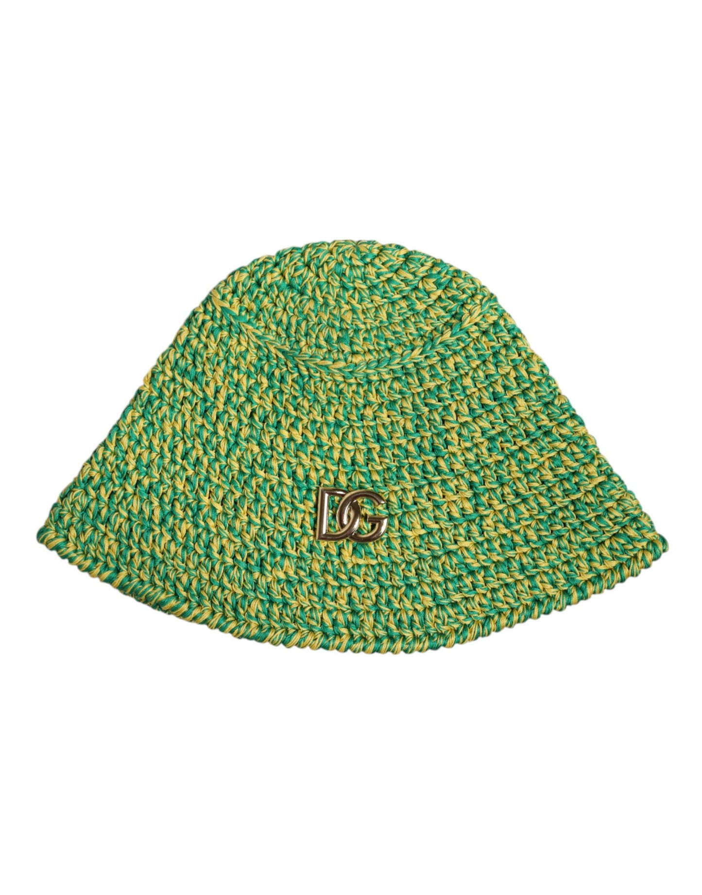 Dolce & Gabbana, grüner Fischerhut aus gehäkelter Baumwolle mit DG-Logo