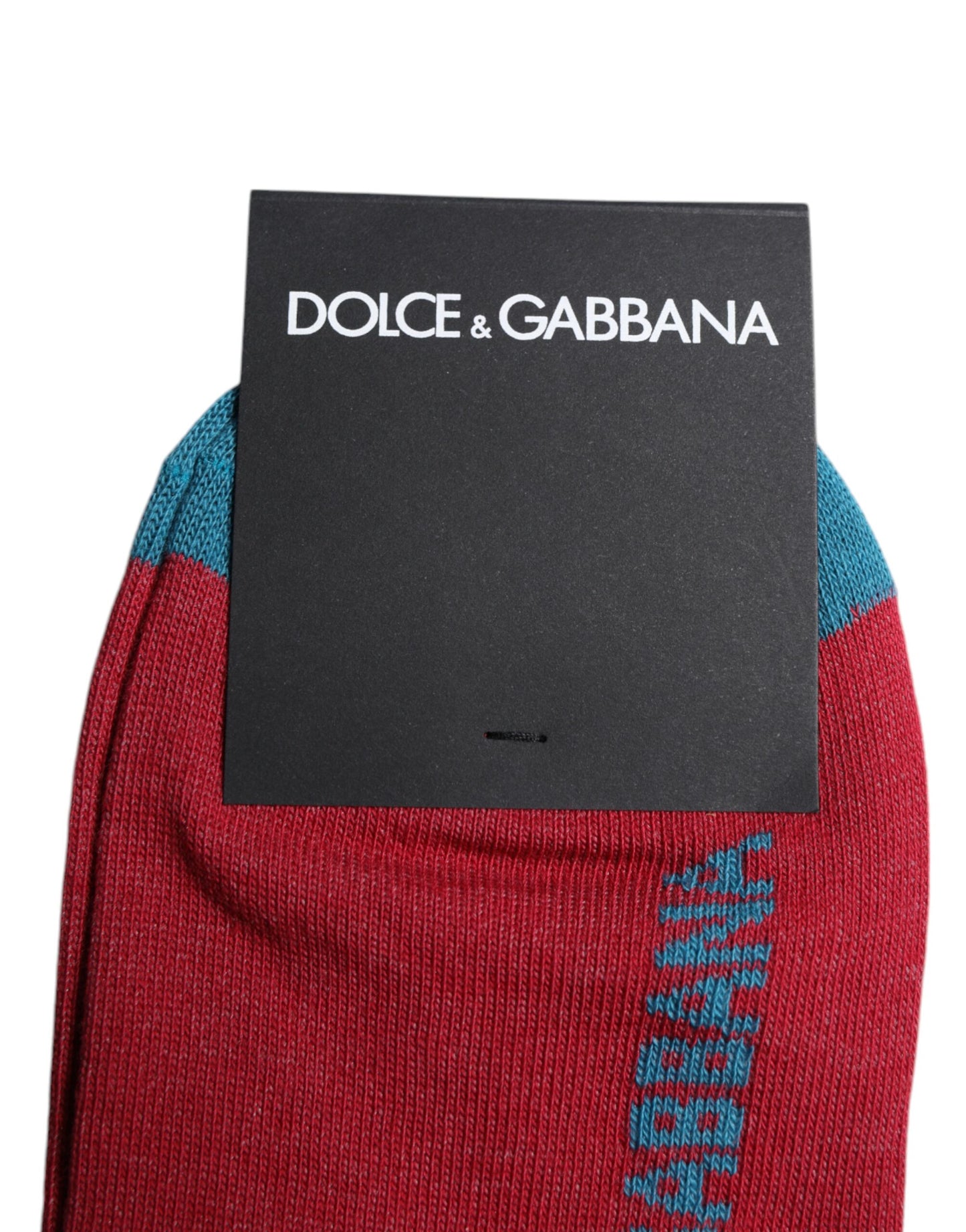 Dolce & Gabbana – Wadenlange Socken aus roter Baumwolle mit DG-Logoprint