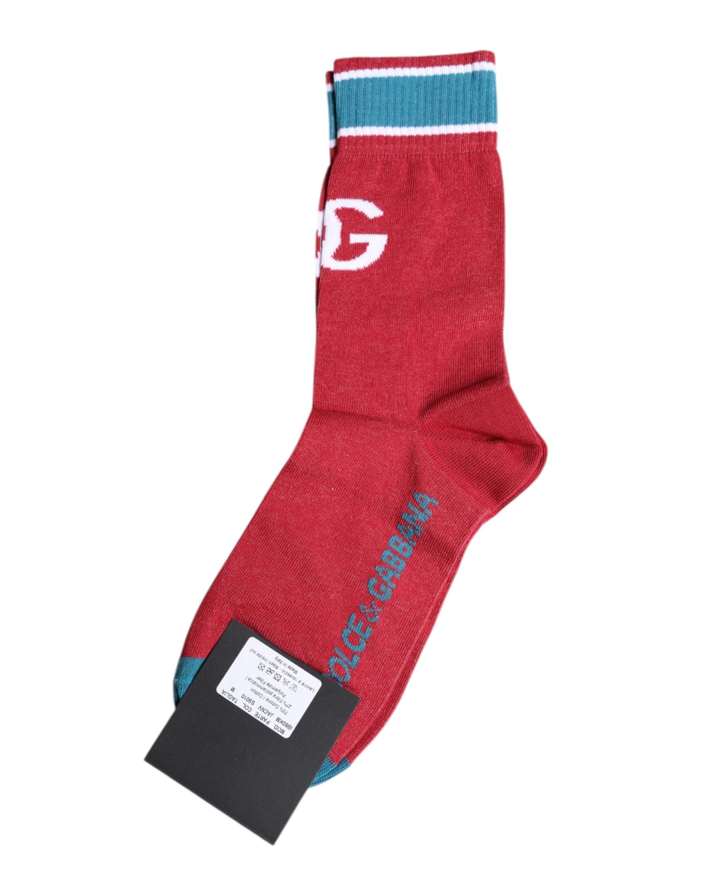Dolce & Gabbana – Wadenlange Socken aus roter Baumwolle mit DG-Logoprint