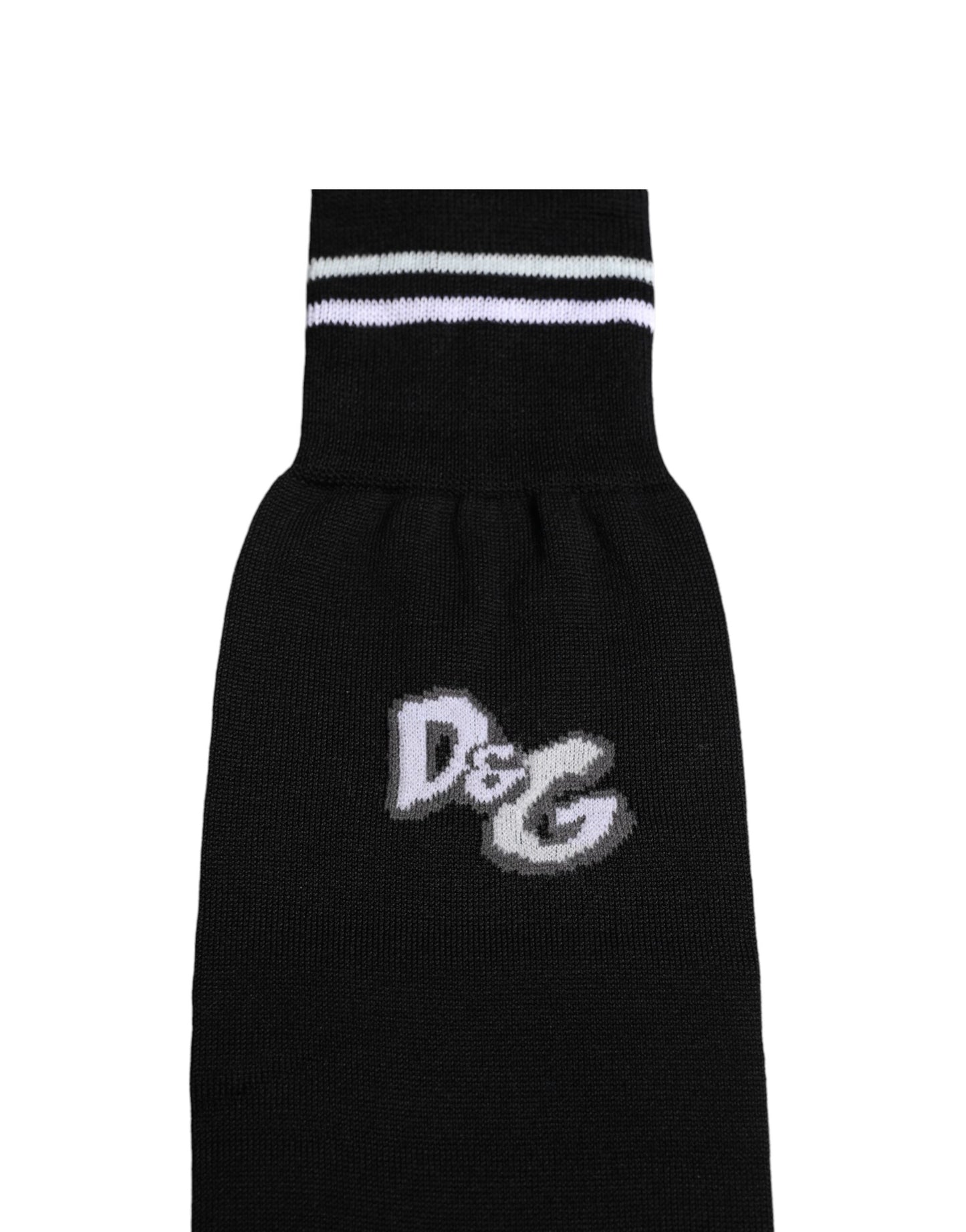 Dolce & Gabbana – Wadenlange Baumwollsocken mit DG-Logo-Print in Schwarz