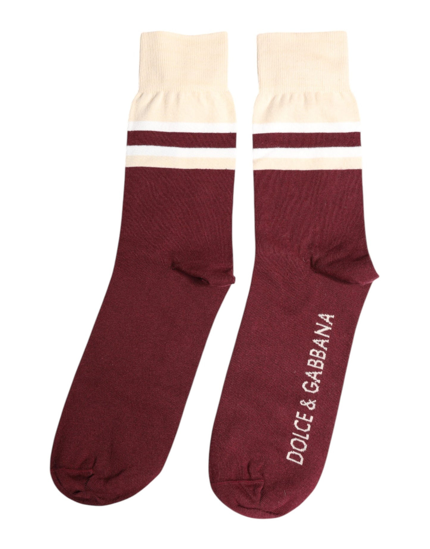 Dolce & Gabbana – Wadenlange Socken mit Stretch-Logo-Print in Burgunderrot