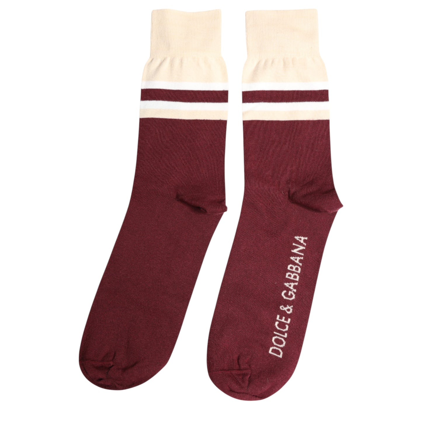 Dolce & Gabbana – Wadenlange Socken mit Stretch-Logo-Print in Burgunderrot