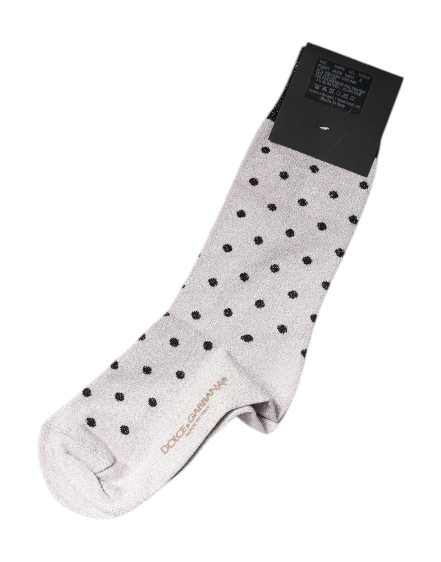 Dolce & Gabbana Graue Viskose-Stretch-Socken mit Punkten