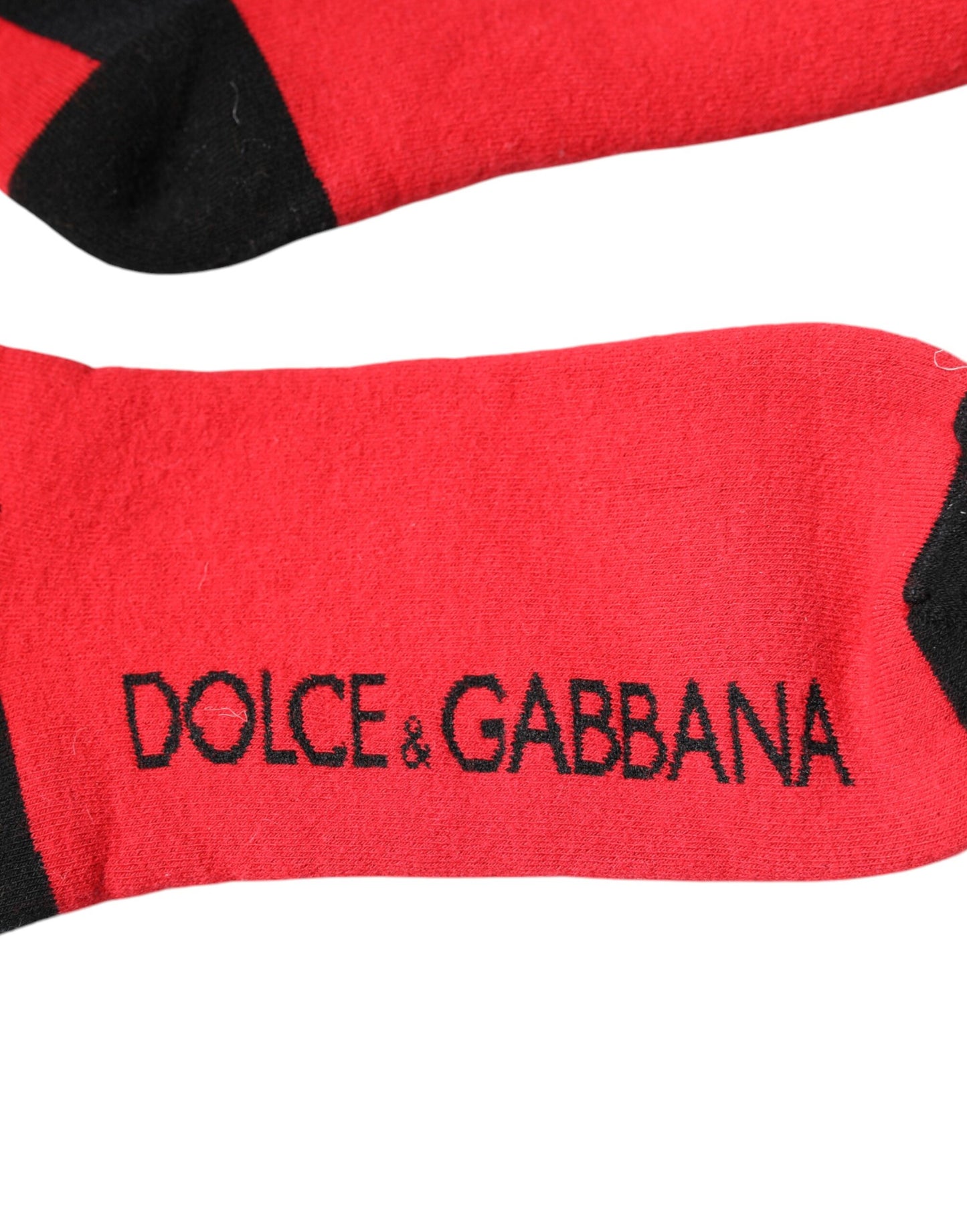 Rote, bedruckte Socken aus Stretch-Baumwolle von Dolce & Gabbana