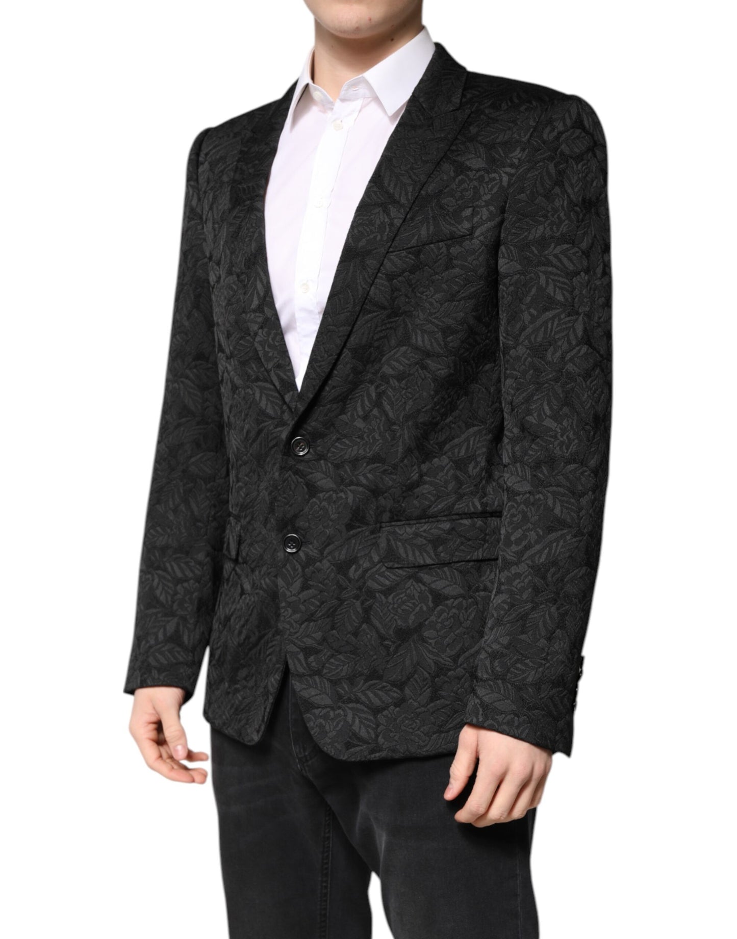 Dolce & Gabbana Schwarzer MARTINI Brokat-Einreiher-Blazer