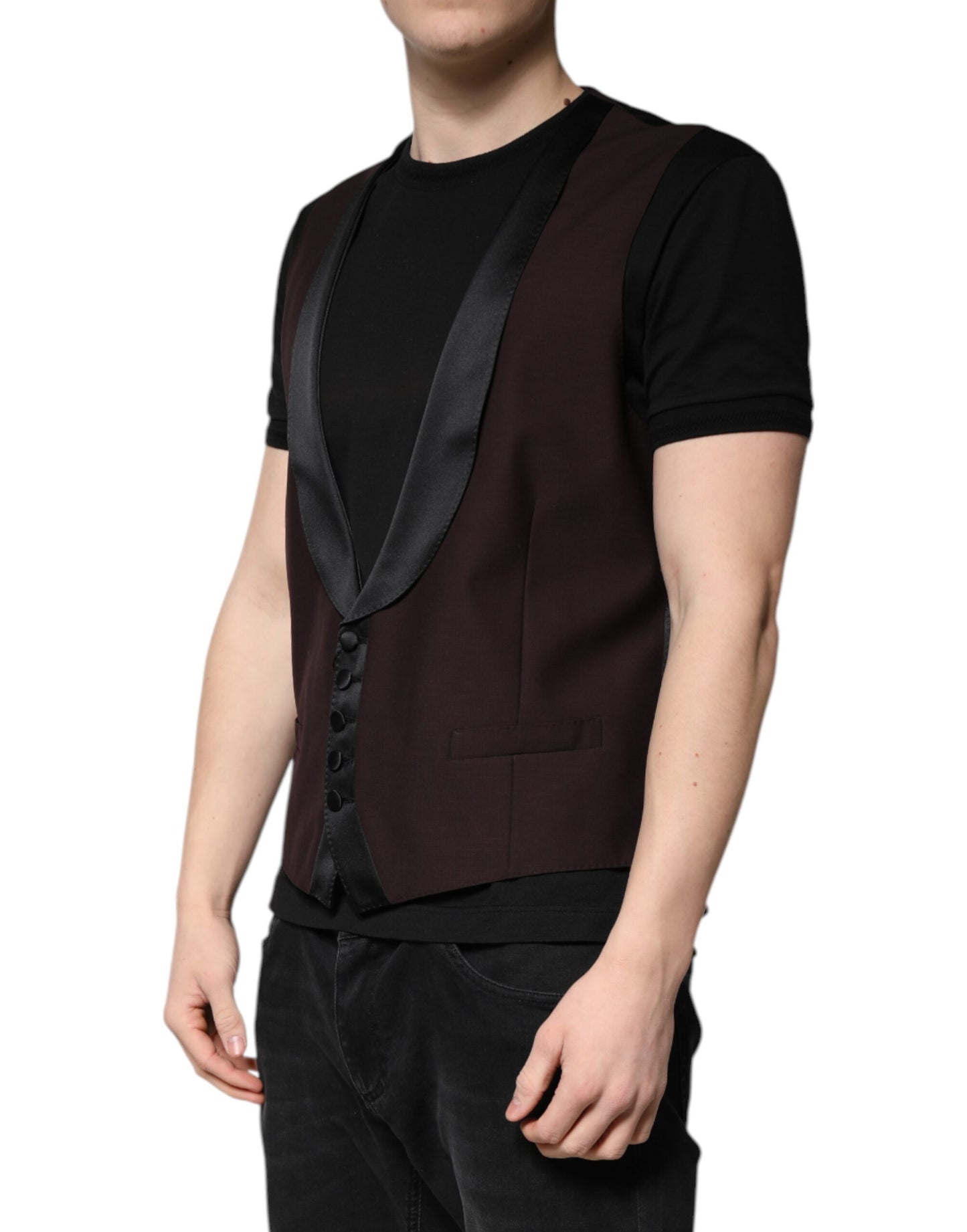 Dolce & Gabbana Kastanienbraune Wollweste, formelle Weste