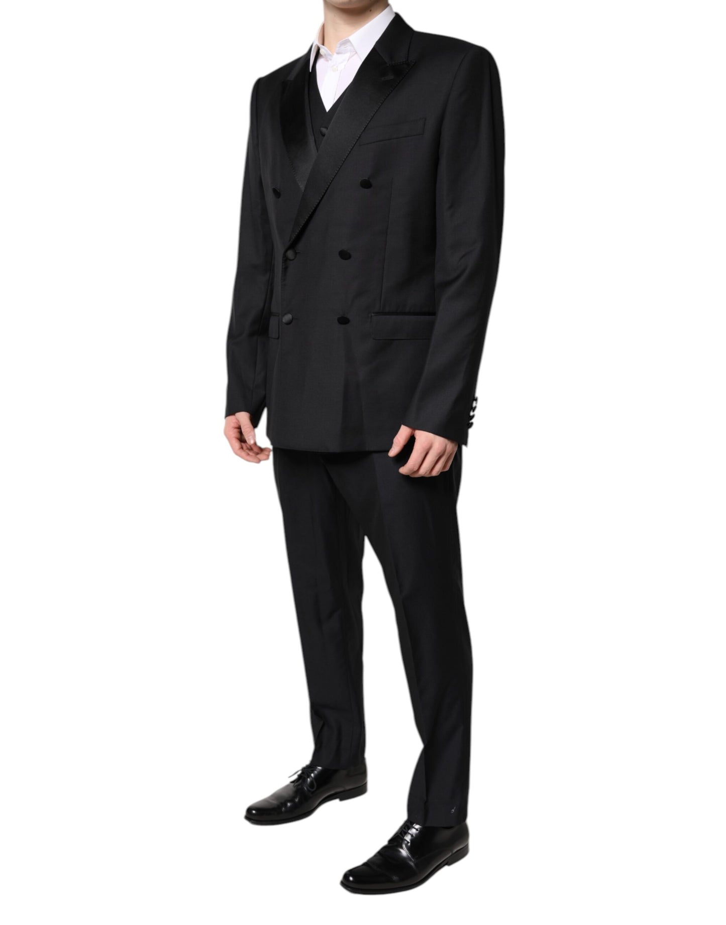 Dolce & Gabbana – Schwarzer, zweireihiger, formeller 3-teiliger Anzug