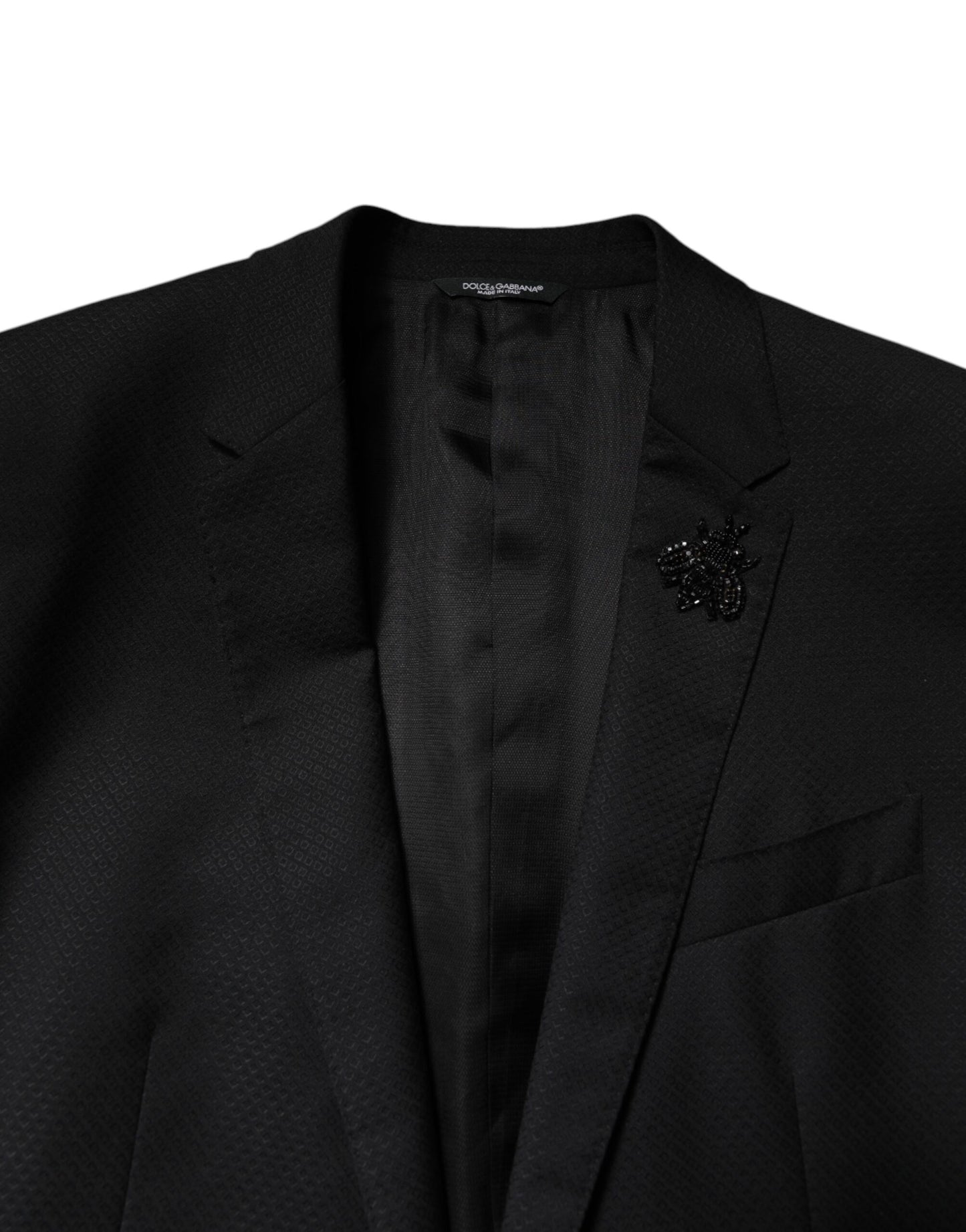 Dolce & Gabbana – Schwarzer, einreihiger, zweiteiliger Anzug aus Wolle