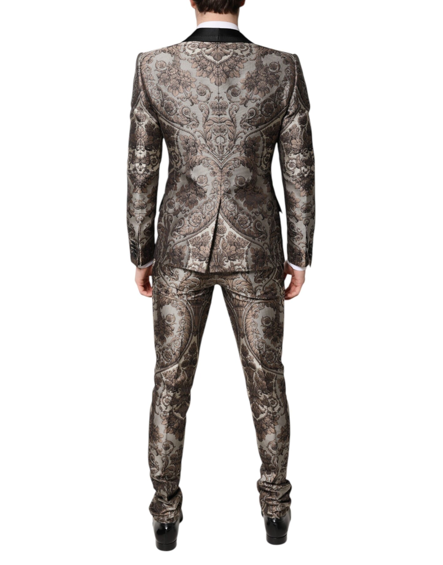 Dolce & Gabbana – Mehrfarbiger, einreihiger, dreiteiliger Jacquard-Anzug