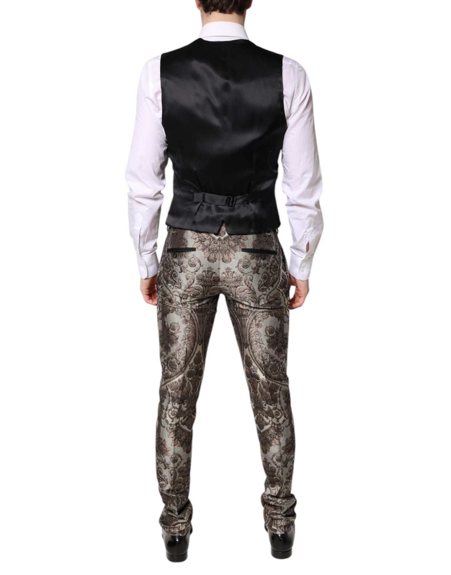 Dolce & Gabbana – Mehrfarbiger, einreihiger, dreiteiliger Jacquard-Anzug