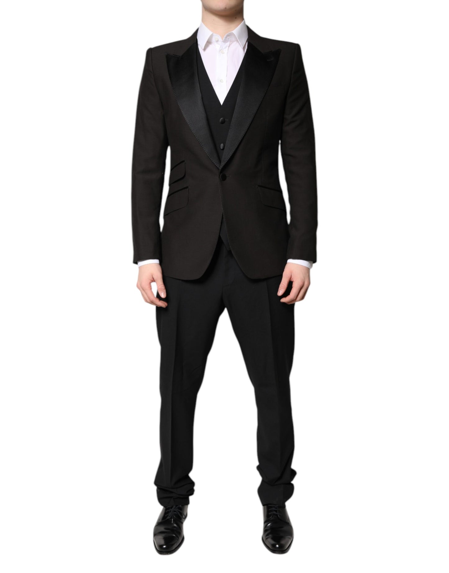 Dolce & Gabbana – Schwarzer, einreihiger, formeller 3-teiliger Anzug