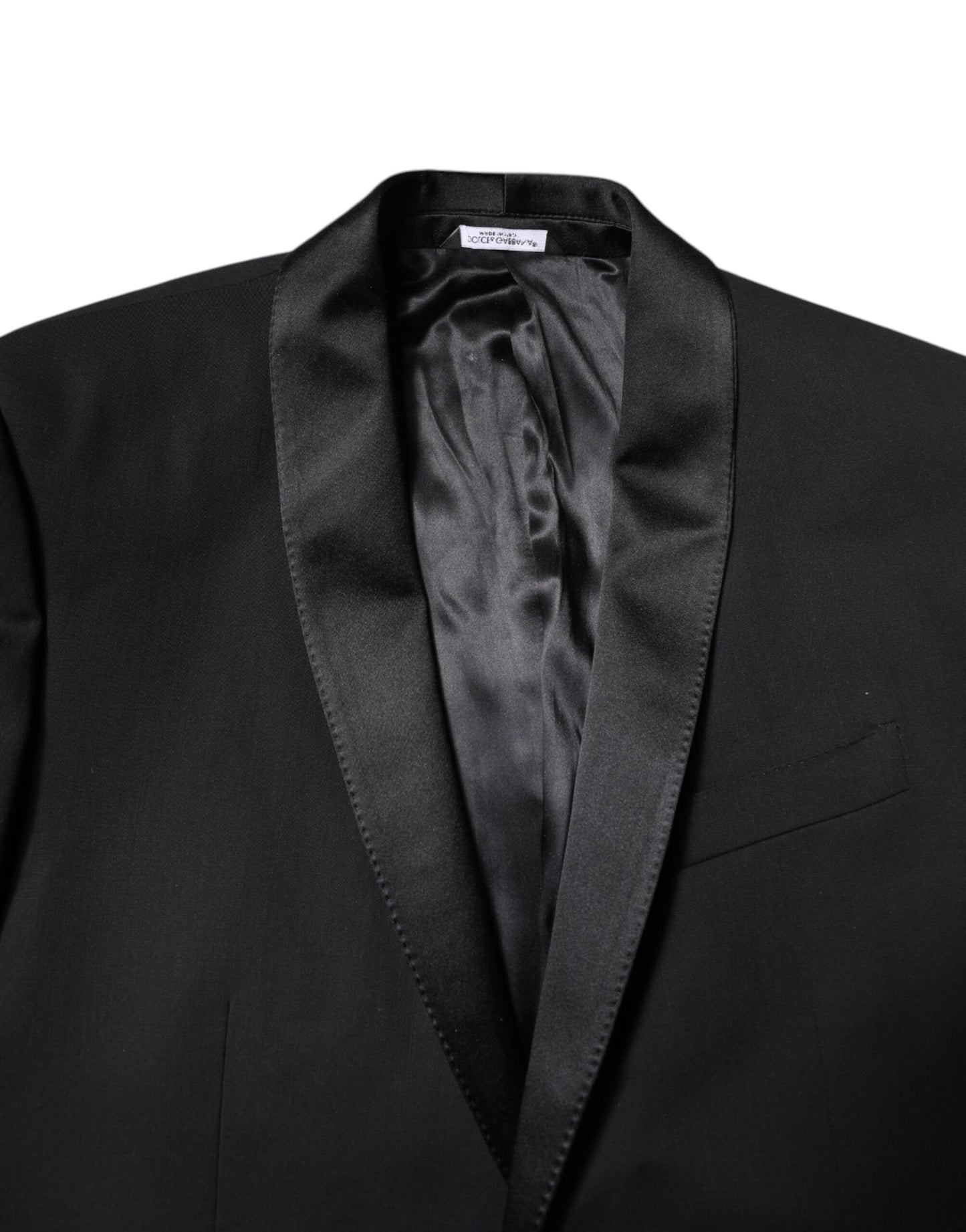 Dolce & Gabbana – Schwarzer, einreihiger, zweiteiliger Anzug aus Wolle