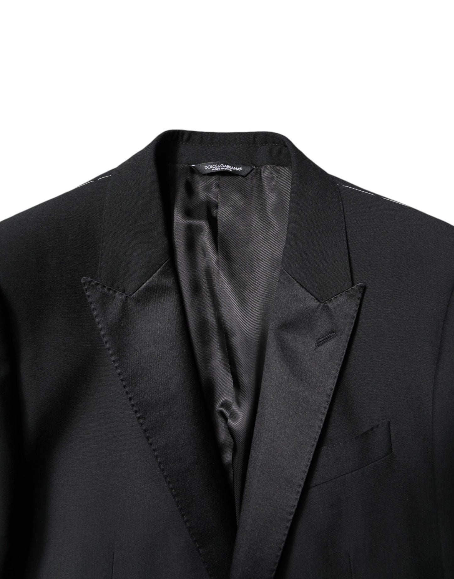 Dolce & Gabbana – Schwarzer, einreihiger, zweiteiliger Anzug aus Wolle