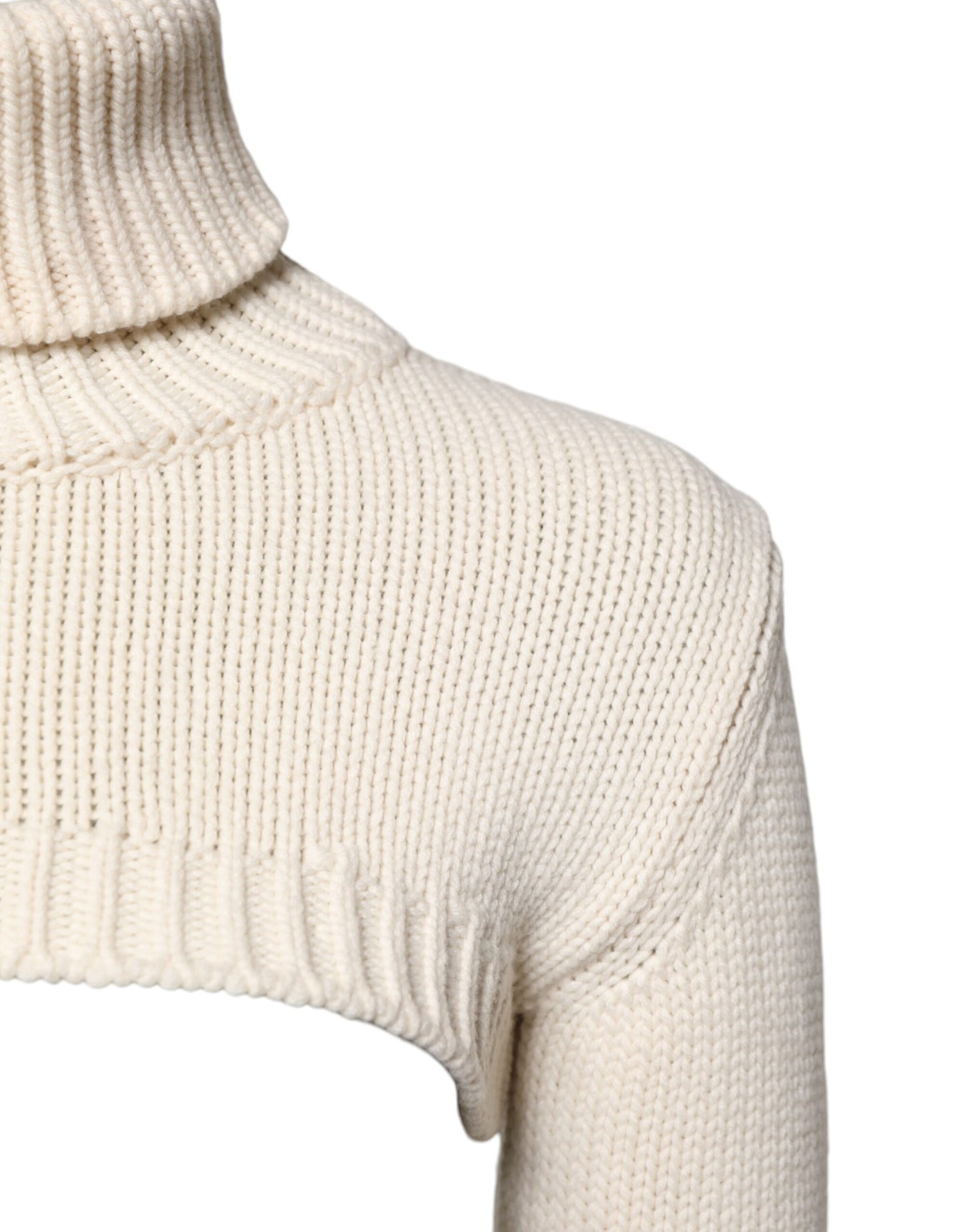 Dolce & Gabbana – Kurzer Rollkragenpullover aus Kaschmir in Elfenbein