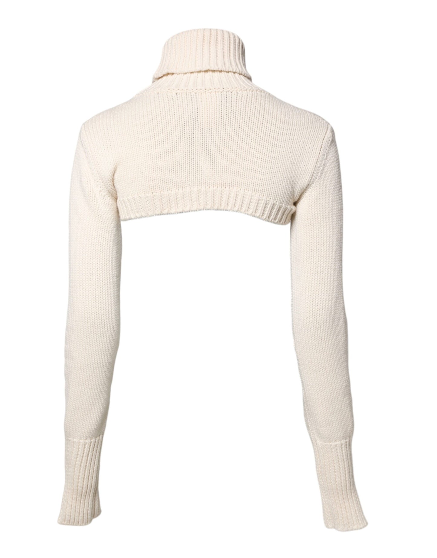 Dolce & Gabbana – Kurzer Rollkragenpullover aus Kaschmir in Elfenbein
