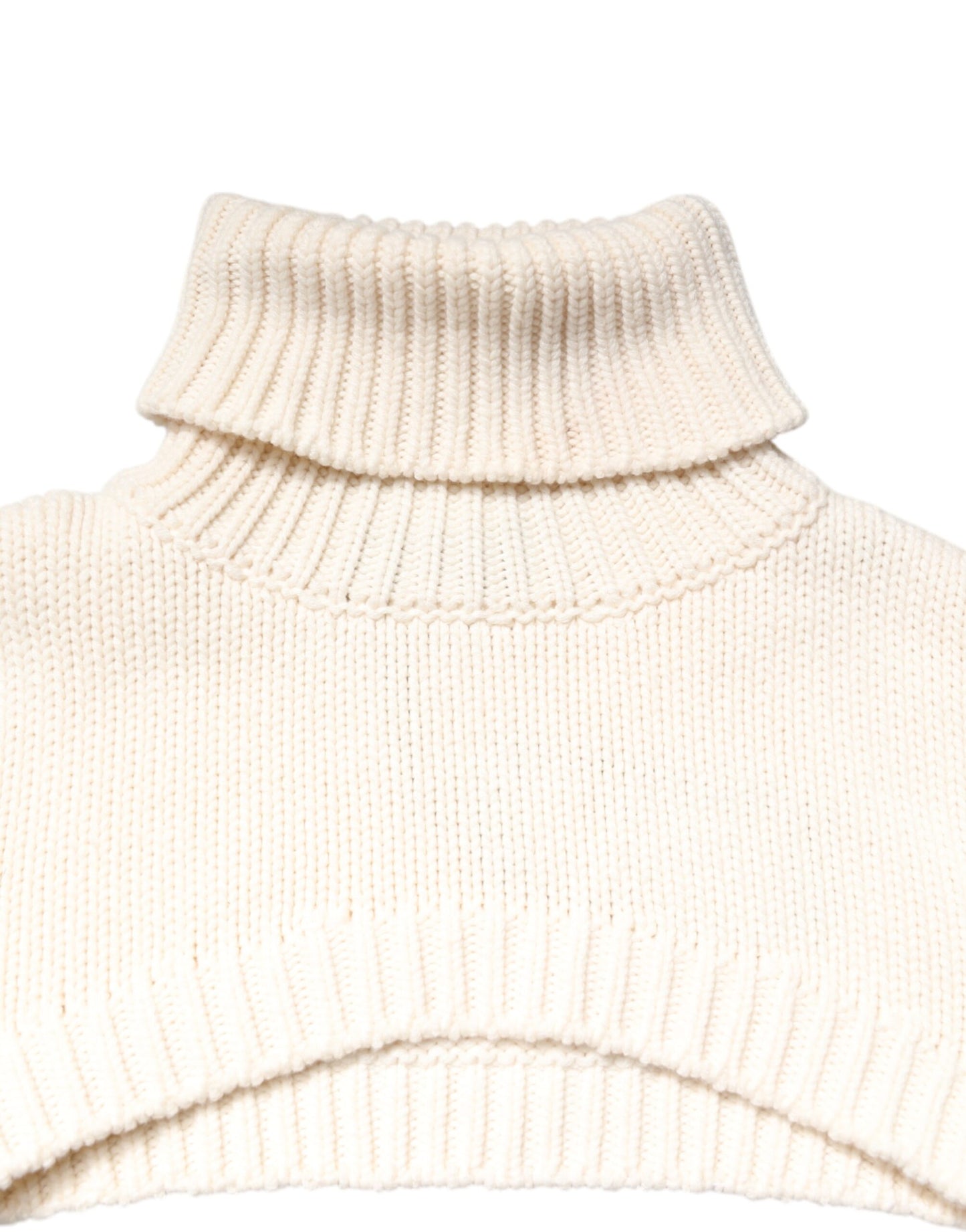 Dolce & Gabbana – Kurzer Rollkragenpullover aus Kaschmir in Elfenbein