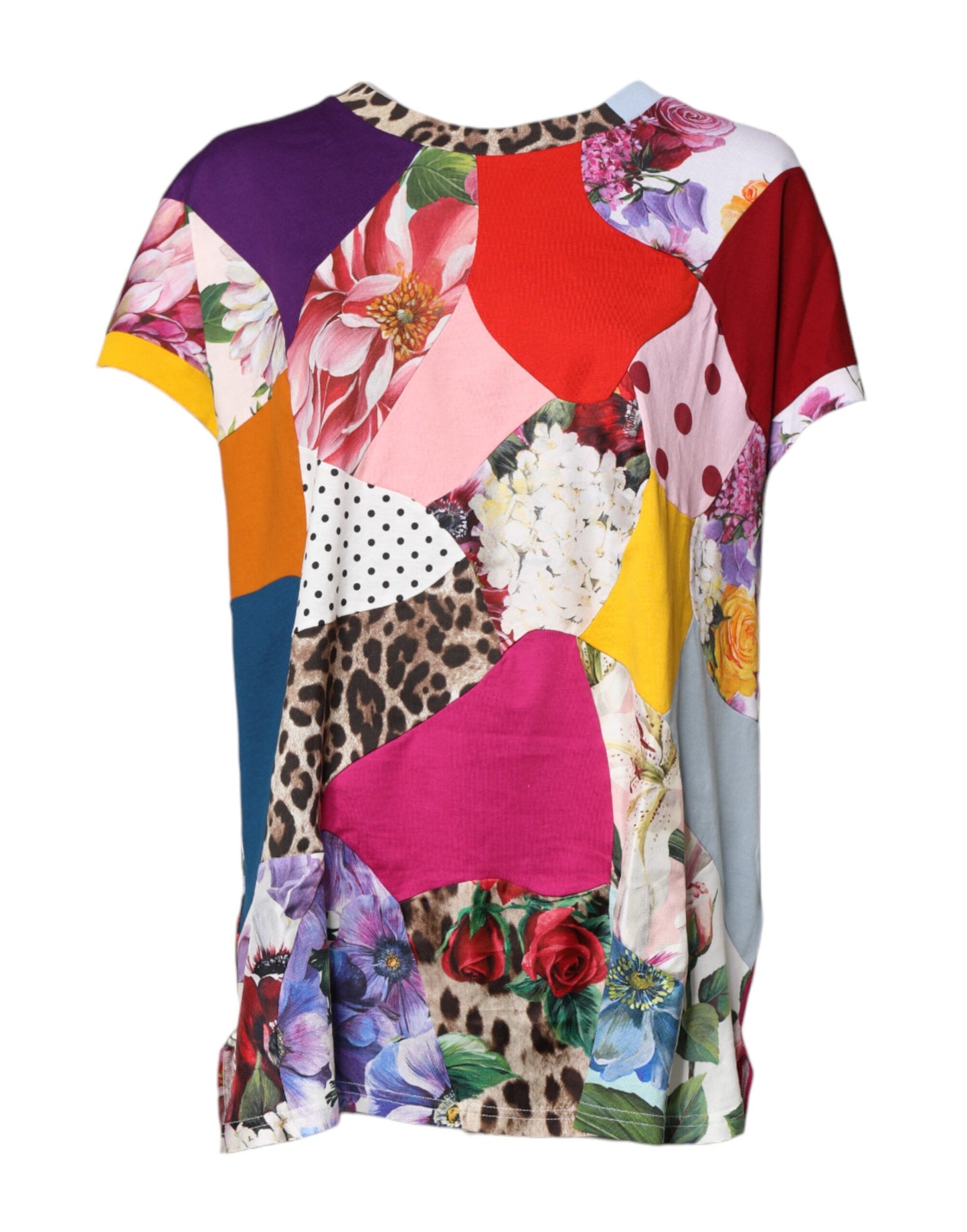 Dolce & Gabbana Mehrfarbiges Patchwork-Bluse-Top mit kurzen Ärmeln