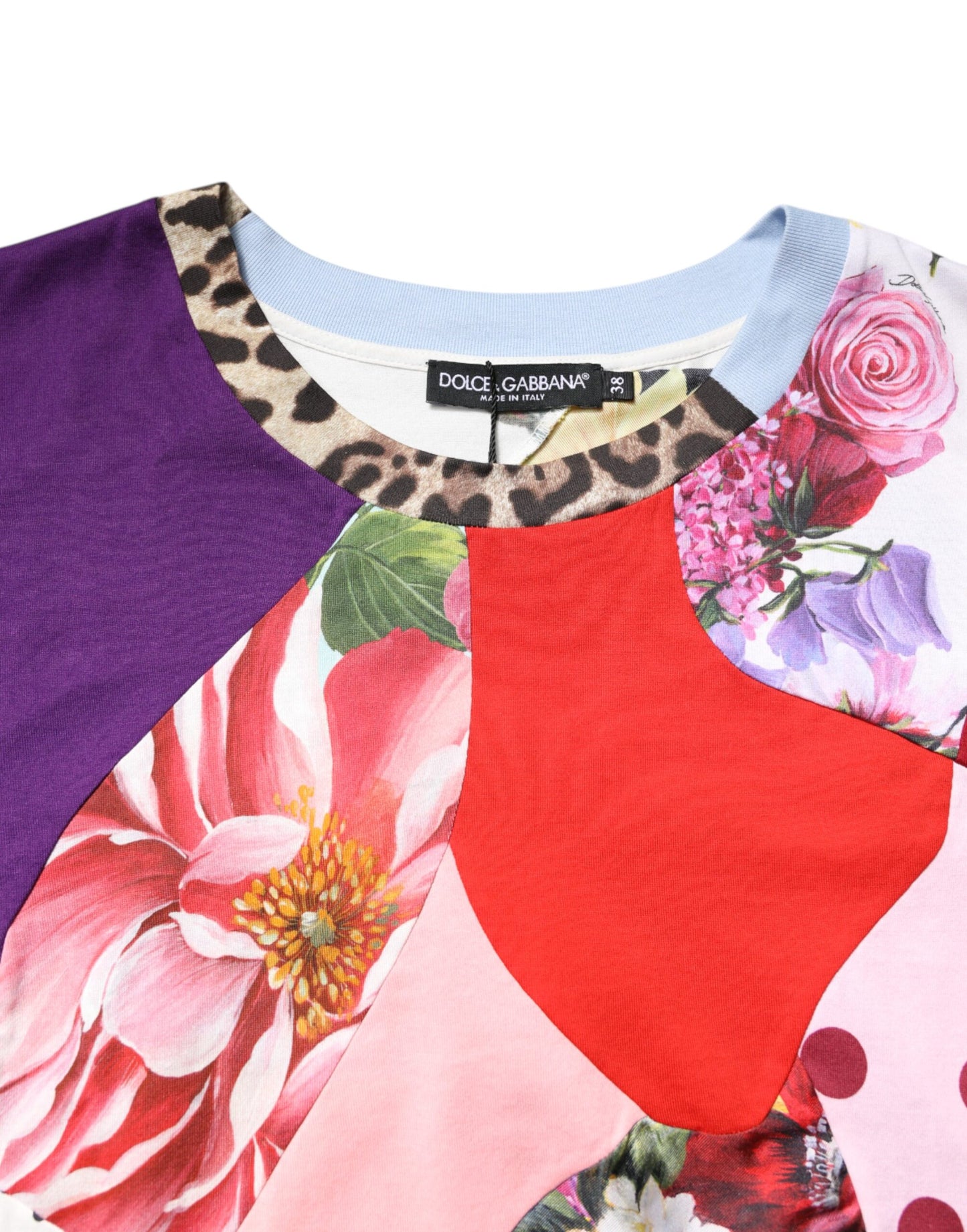 Dolce & Gabbana Mehrfarbiges Patchwork-Bluse-Top mit kurzen Ärmeln