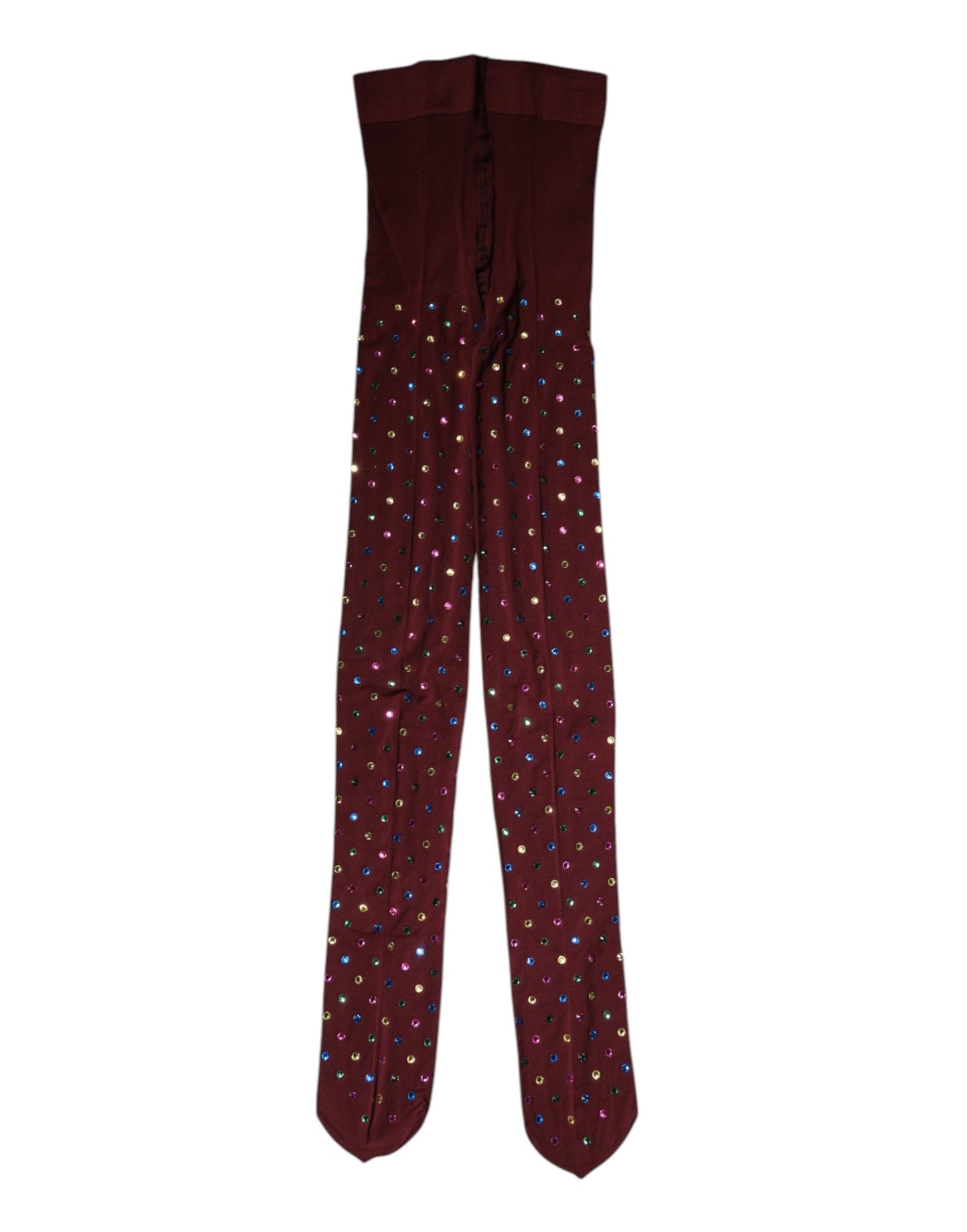 Dolce & Gabbana – Kastanienbraune Nylon-Strumpfhose mit Kristallverzierung