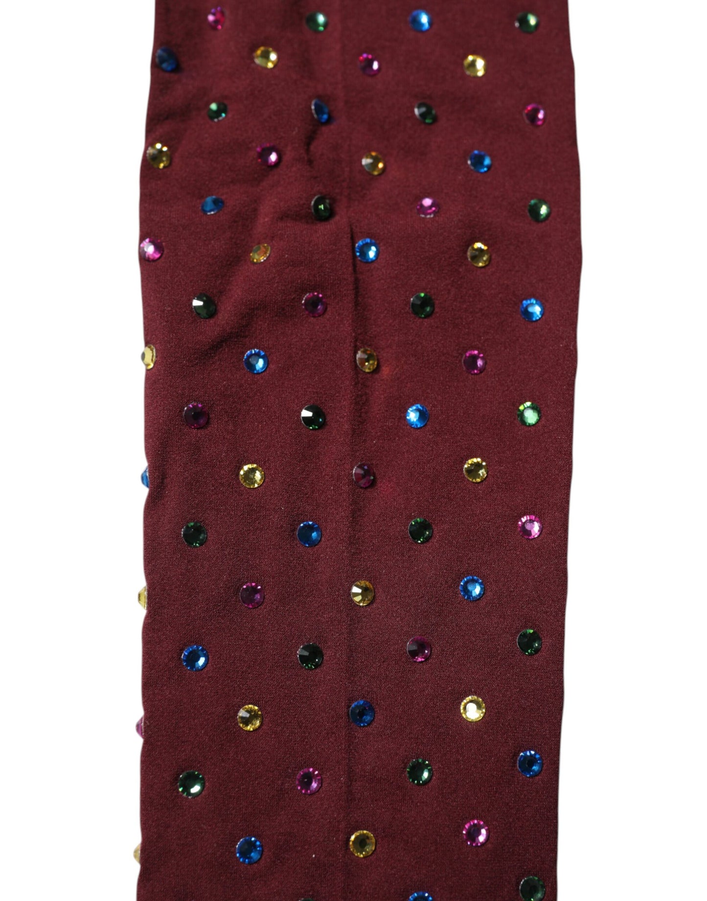 Dolce & Gabbana – Kastanienbraune Nylon-Strumpfhose mit Kristallverzierung