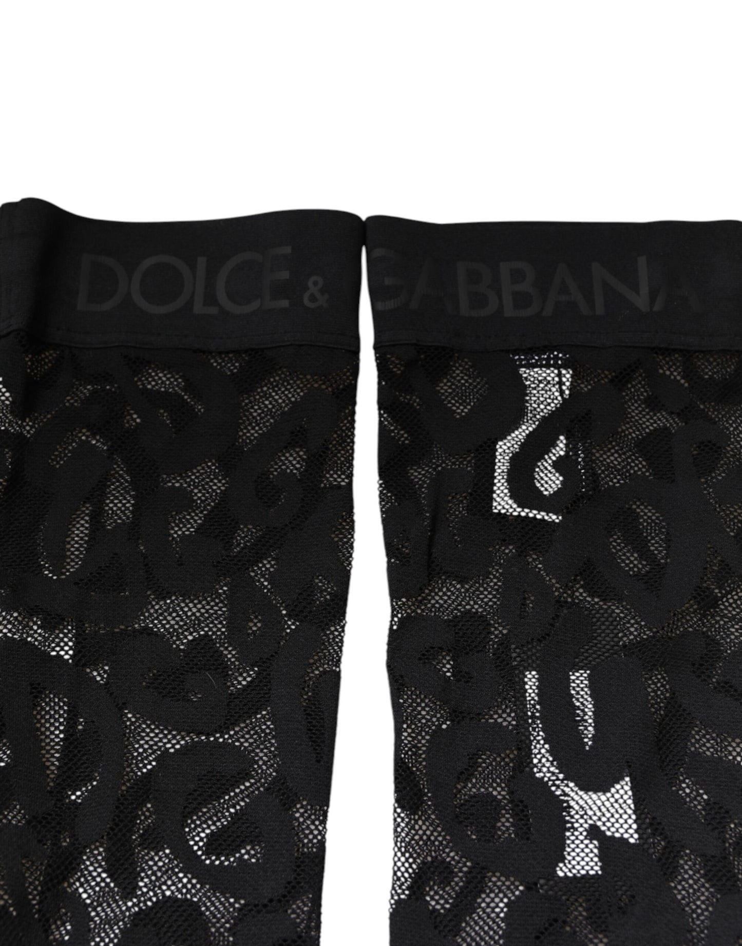 Dolce & Gabbana Schwarze Strümpfe aus Baumwollstrümpfen mit Blumenspitze