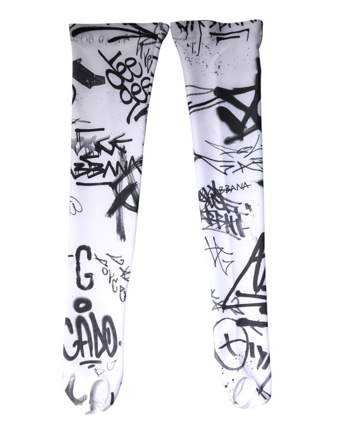Dolce & Gabbana – Wadenstrümpfe aus weißer Baumwolle mit Graffiti-Motiv