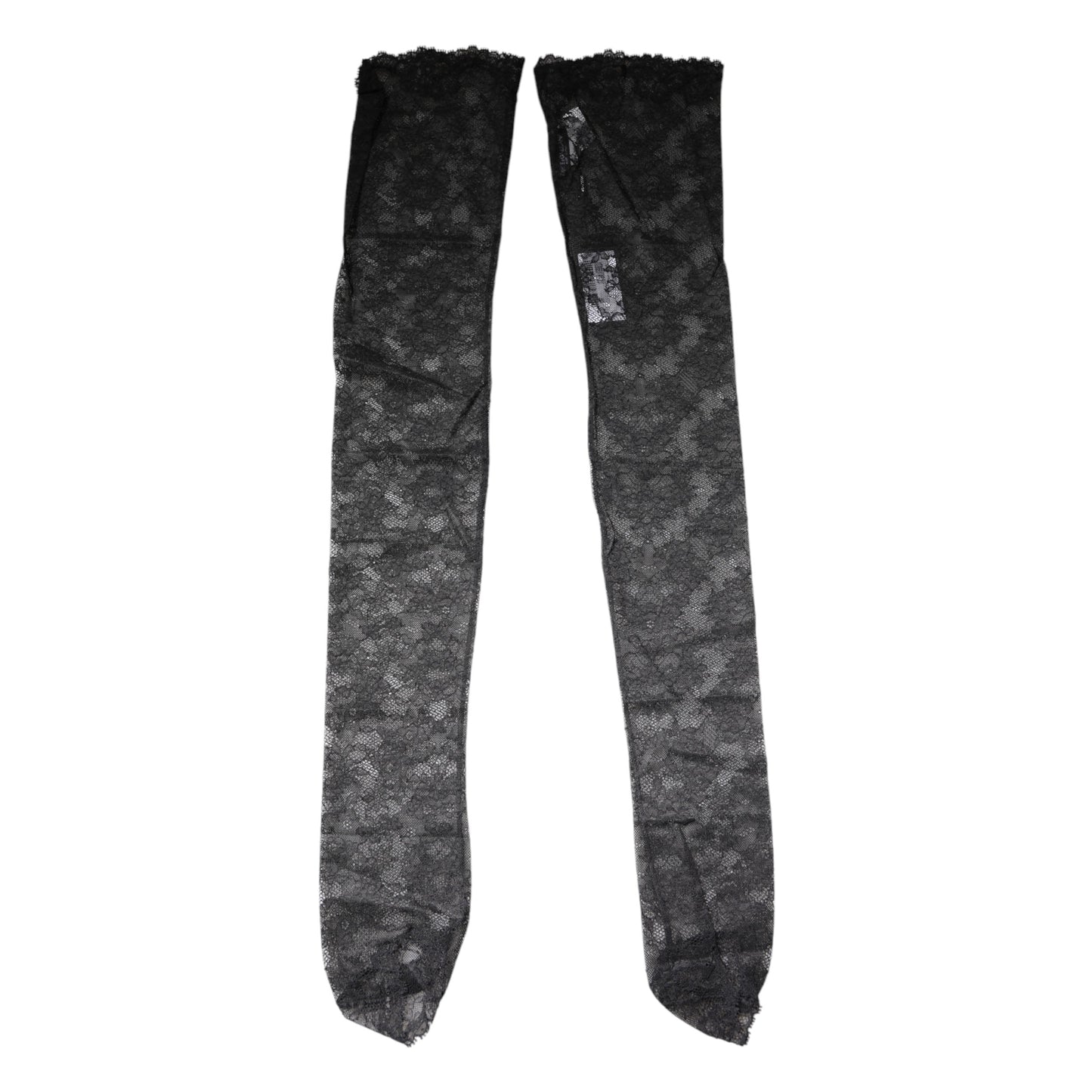 Dolce & Gabbana Schwarze Strümpfe aus Baumwollstrümpfen mit Blumenspitze