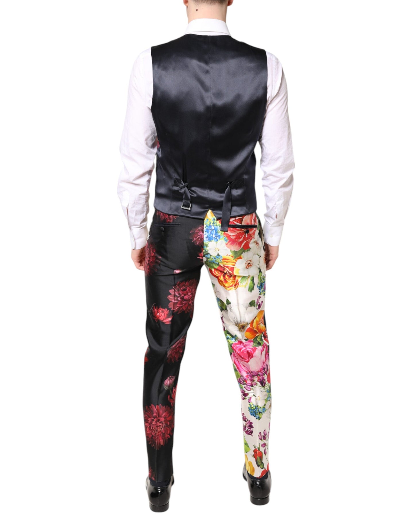 Dolce & Gabbana – Dreiteiliger Anzug „SICILIA“ aus Seide mit mehrfarbigem Blumenmuster