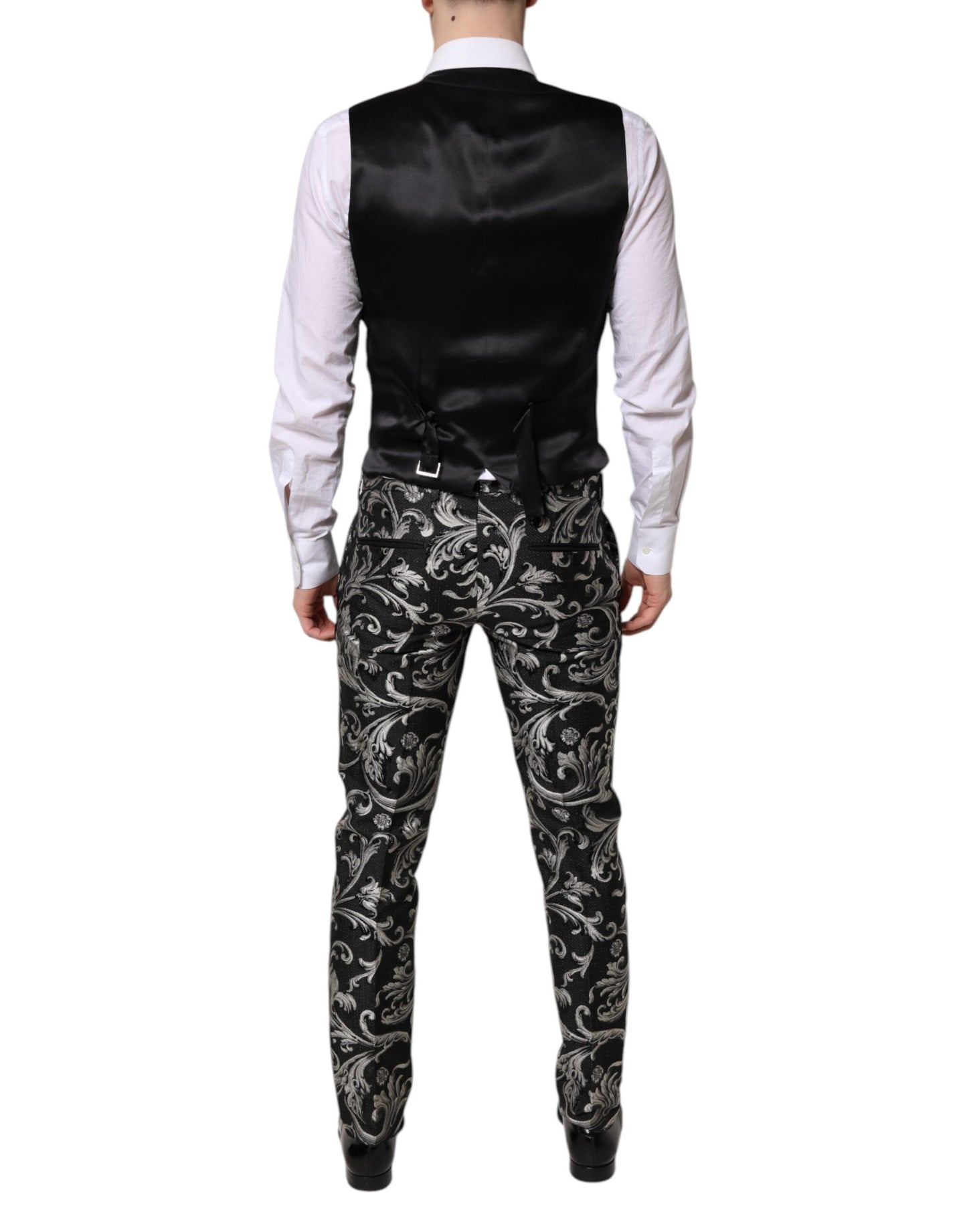 Dolce & Gabbana Schwarz-Grau MARTINI Jacquard Herren 3-teiliger Anzug