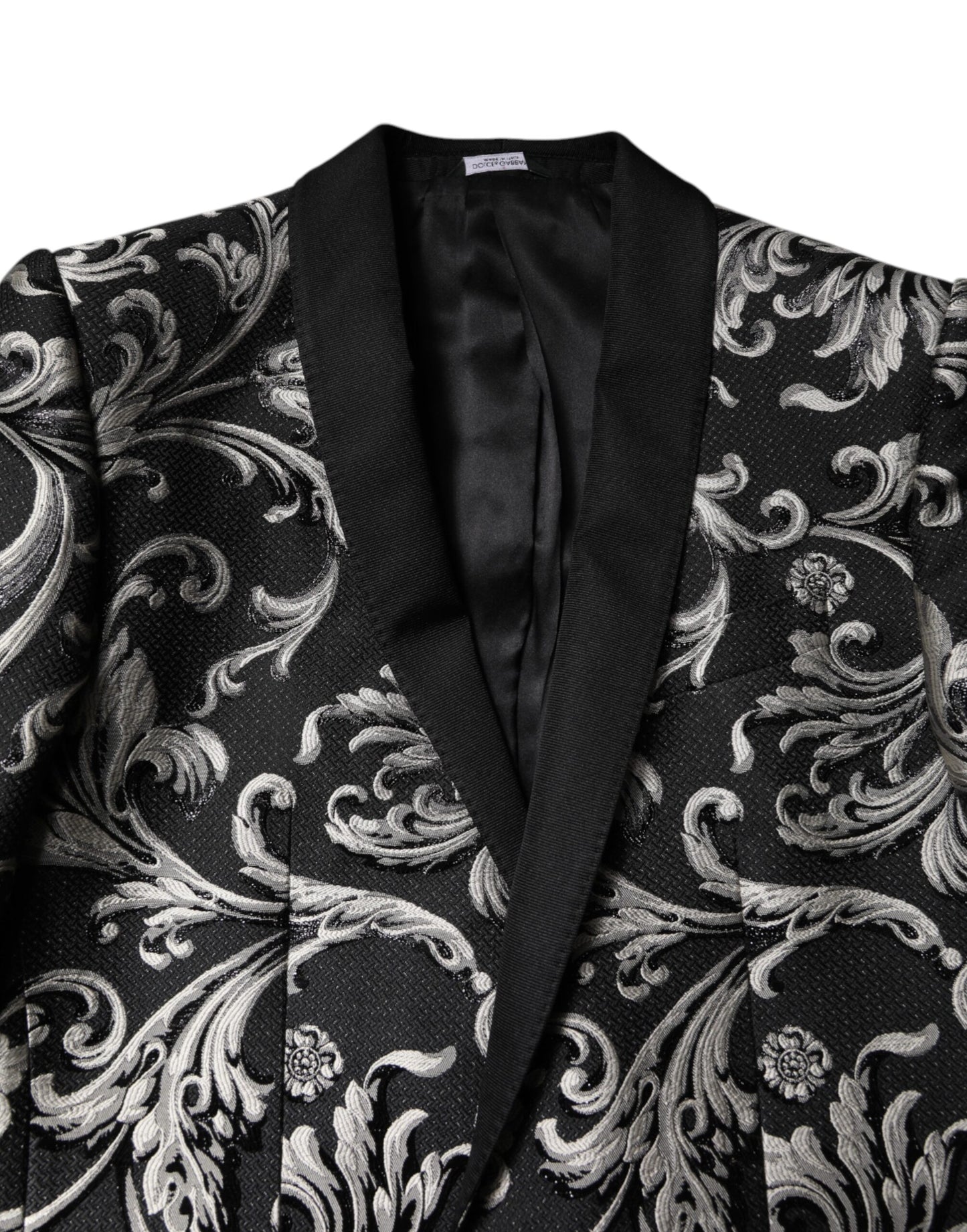 Dolce & Gabbana Schwarz-Grau MARTINI Jacquard Herren 3-teiliger Anzug
