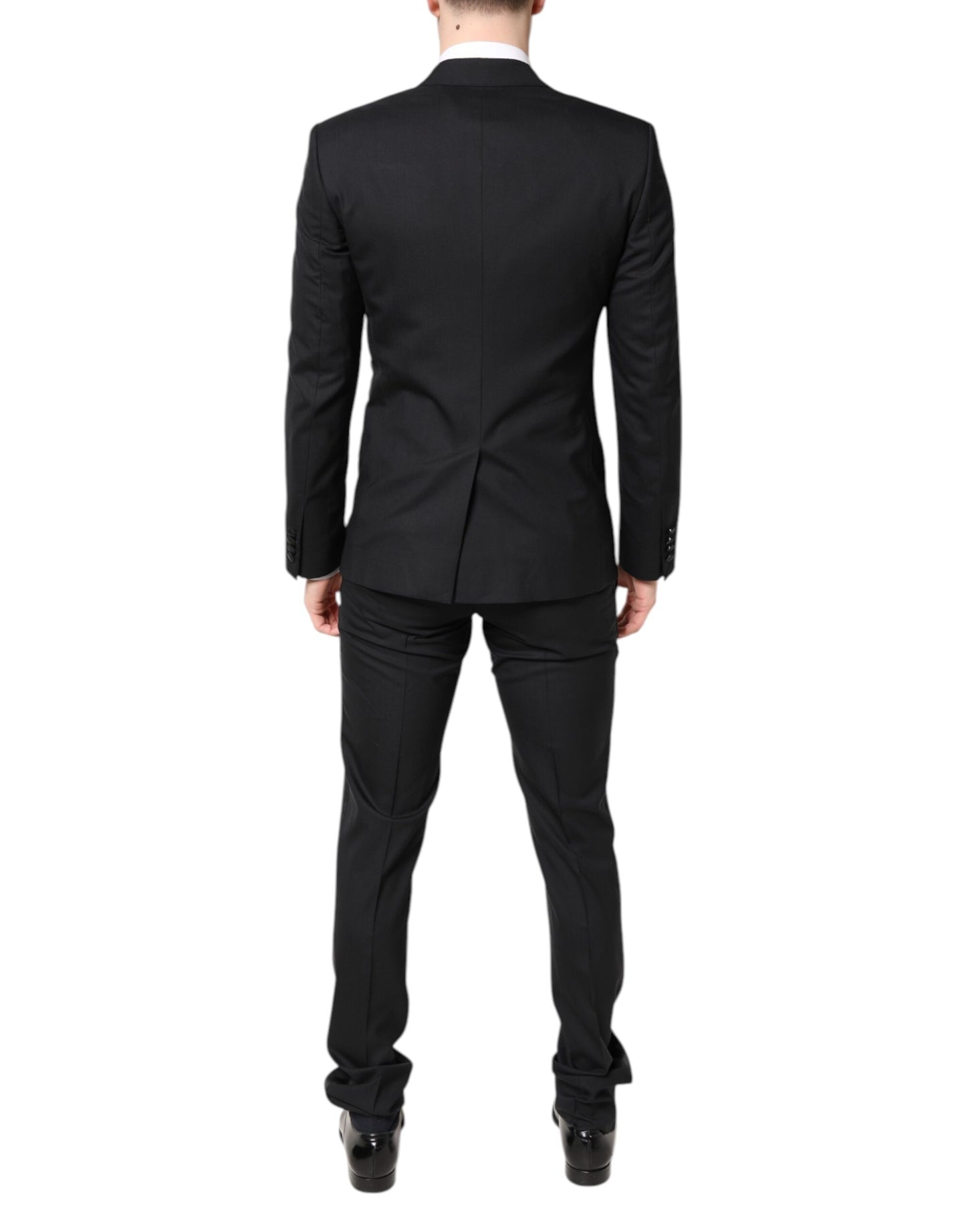 Dolce & Gabbana – Schwarzer, einreihiger 3-teiliger Anzug aus Wolle