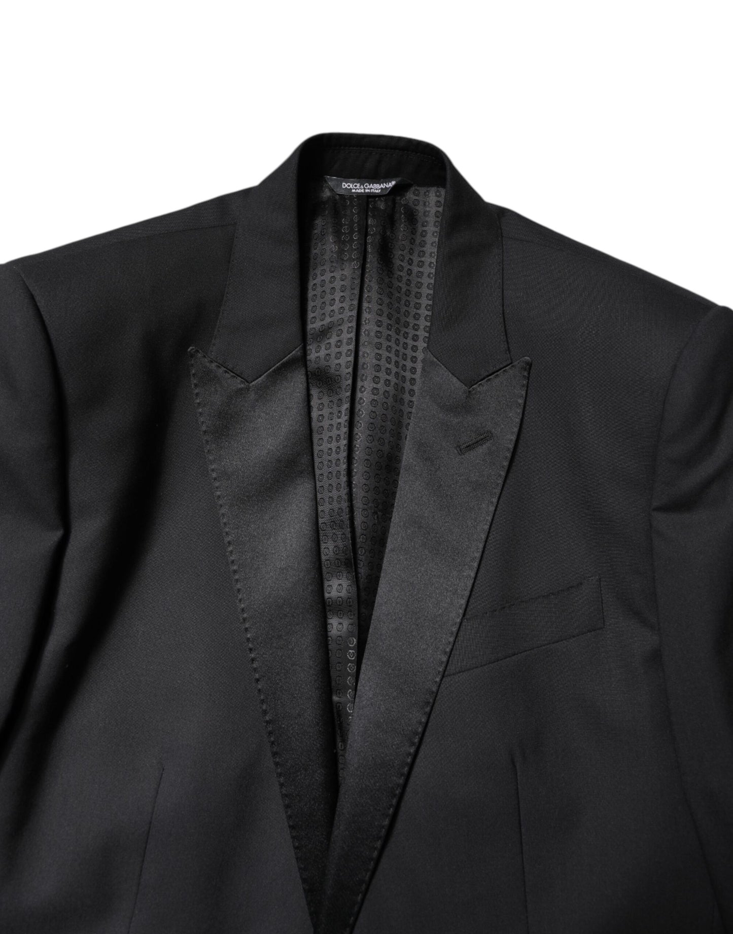 Dolce & Gabbana – Schwarzer, einreihiger 3-teiliger Anzug aus Wolle
