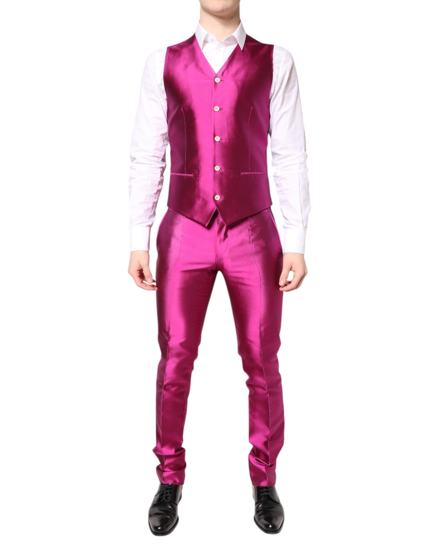 Dolce & Gabbana – Zweireihiger 3-teiliger Anzug „SICILIA“, Pink