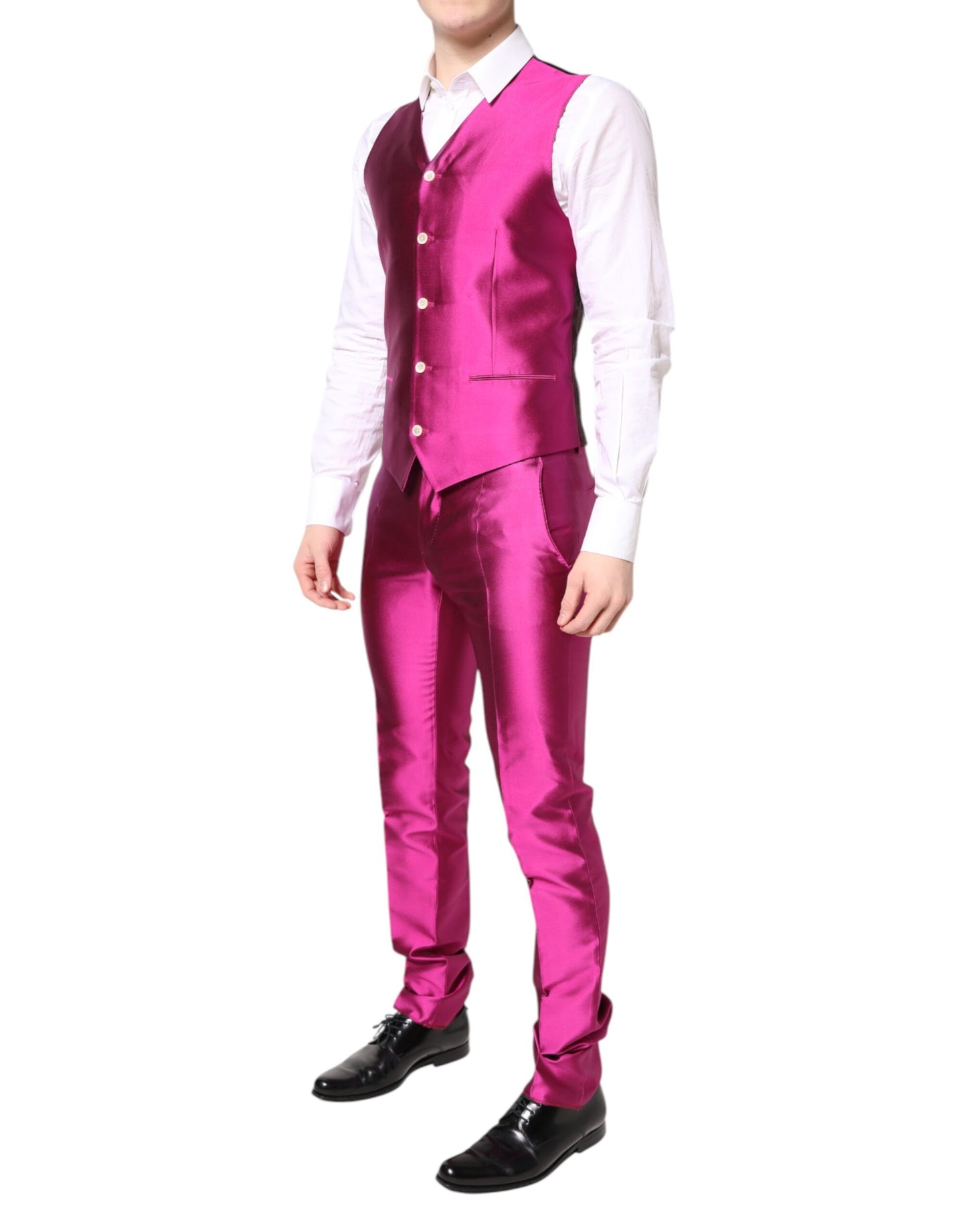 Dolce & Gabbana – Zweireihiger 3-teiliger Anzug „SICILIA“, Pink