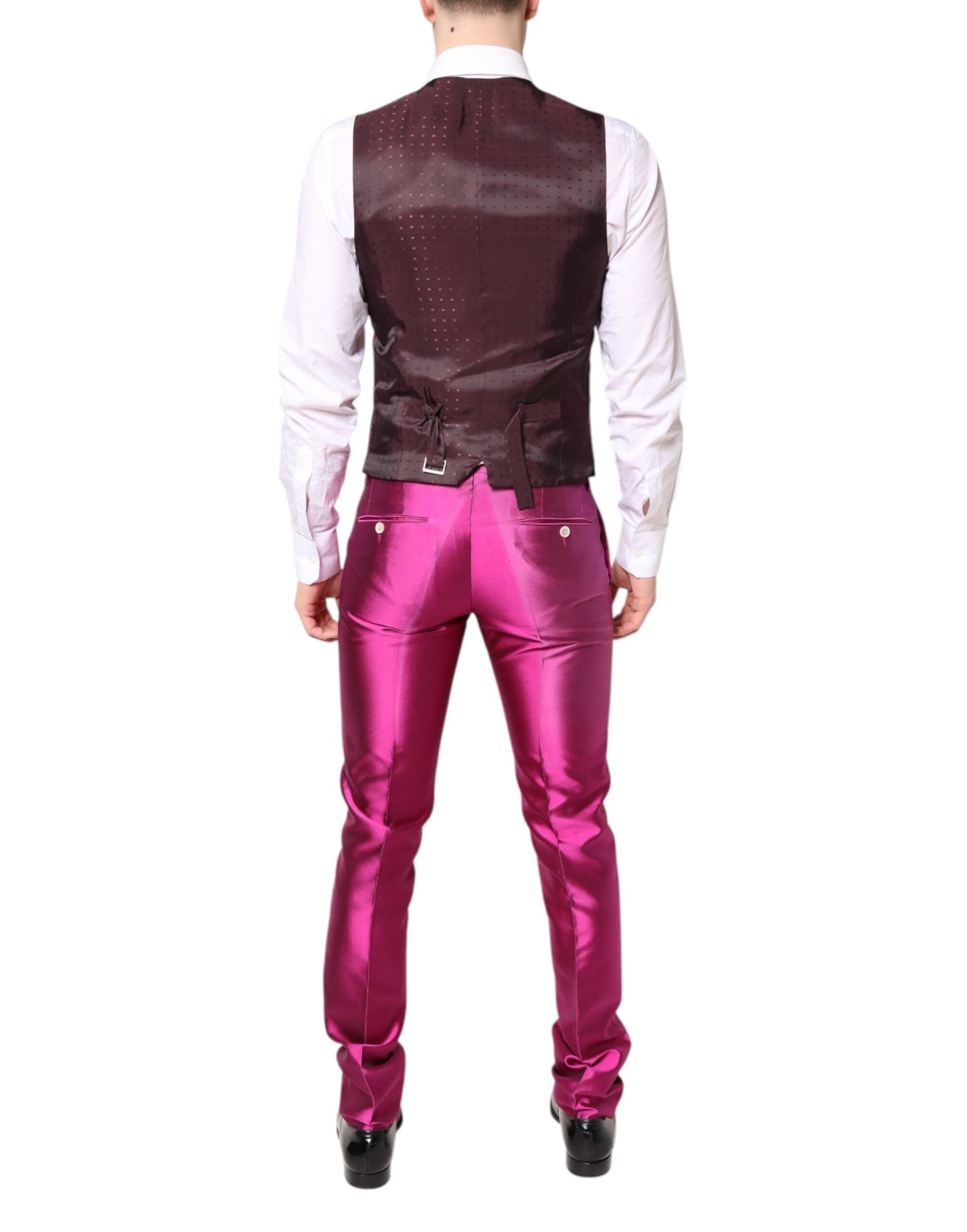 Dolce & Gabbana – Zweireihiger 3-teiliger Anzug „SICILIA“, Pink