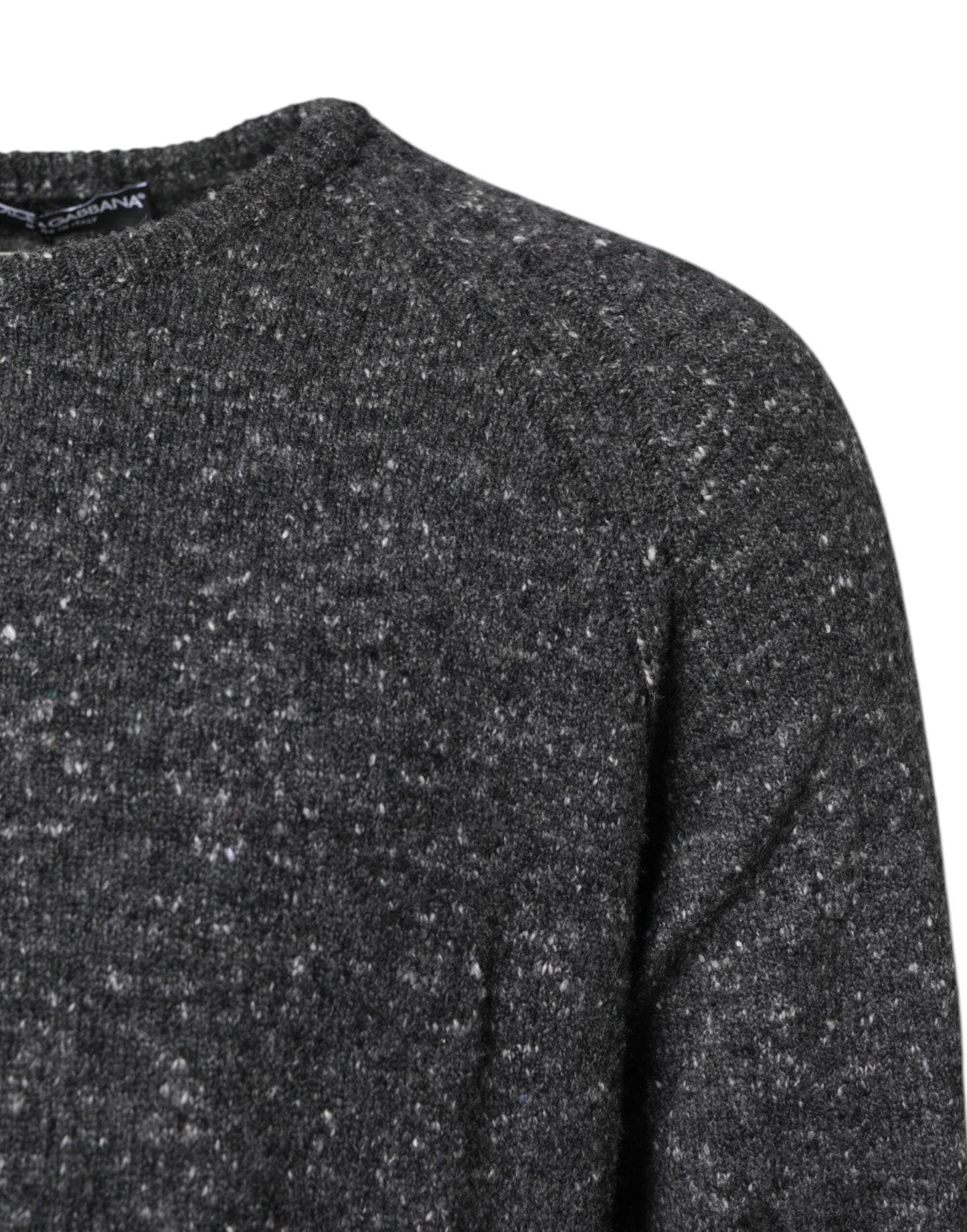 Dolce & Gabbana Grauer Wollstrickpullover mit Rundhalsausschnitt