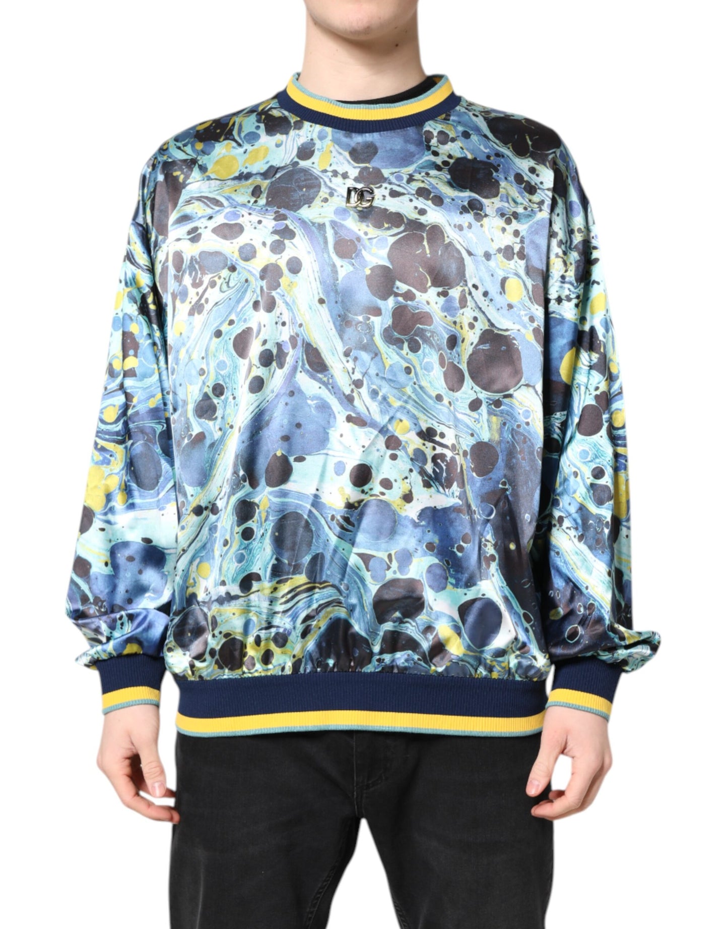 Dolce & Gabbana Herrenpullover mit mehrfarbigem Marmordruck