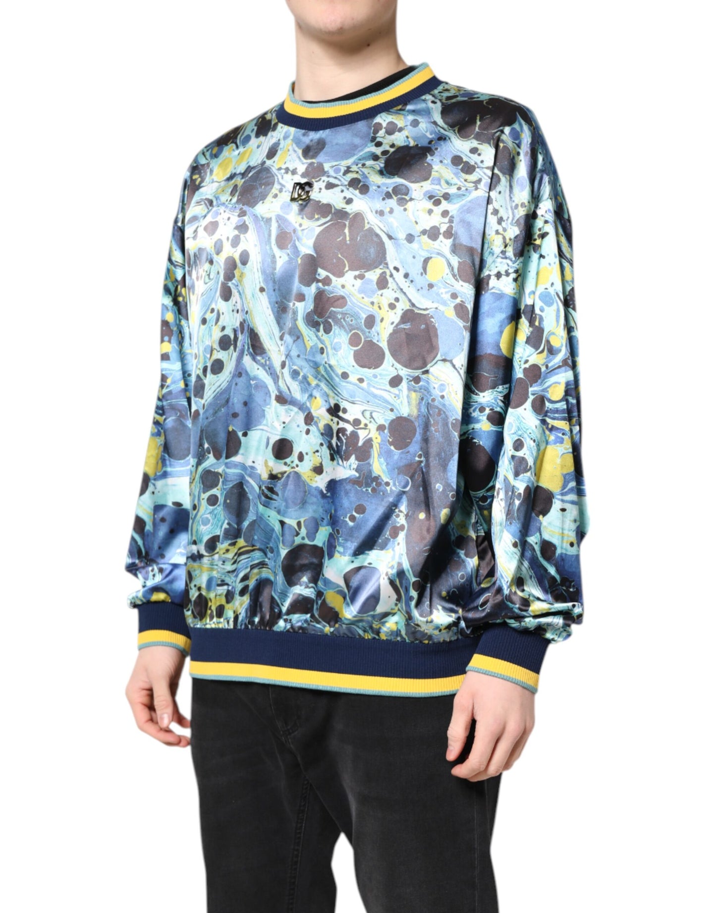 Dolce & Gabbana Herrenpullover mit mehrfarbigem Marmordruck