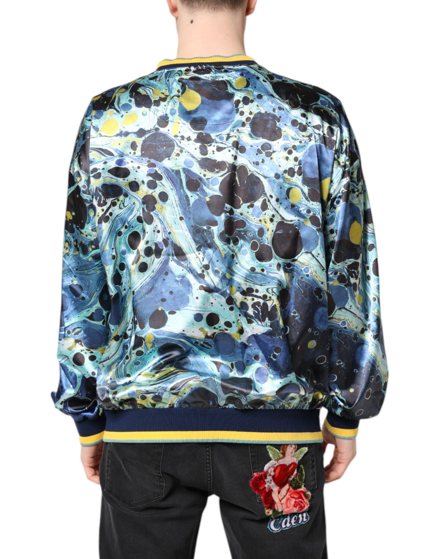 Dolce & Gabbana Herrenpullover mit mehrfarbigem Marmordruck