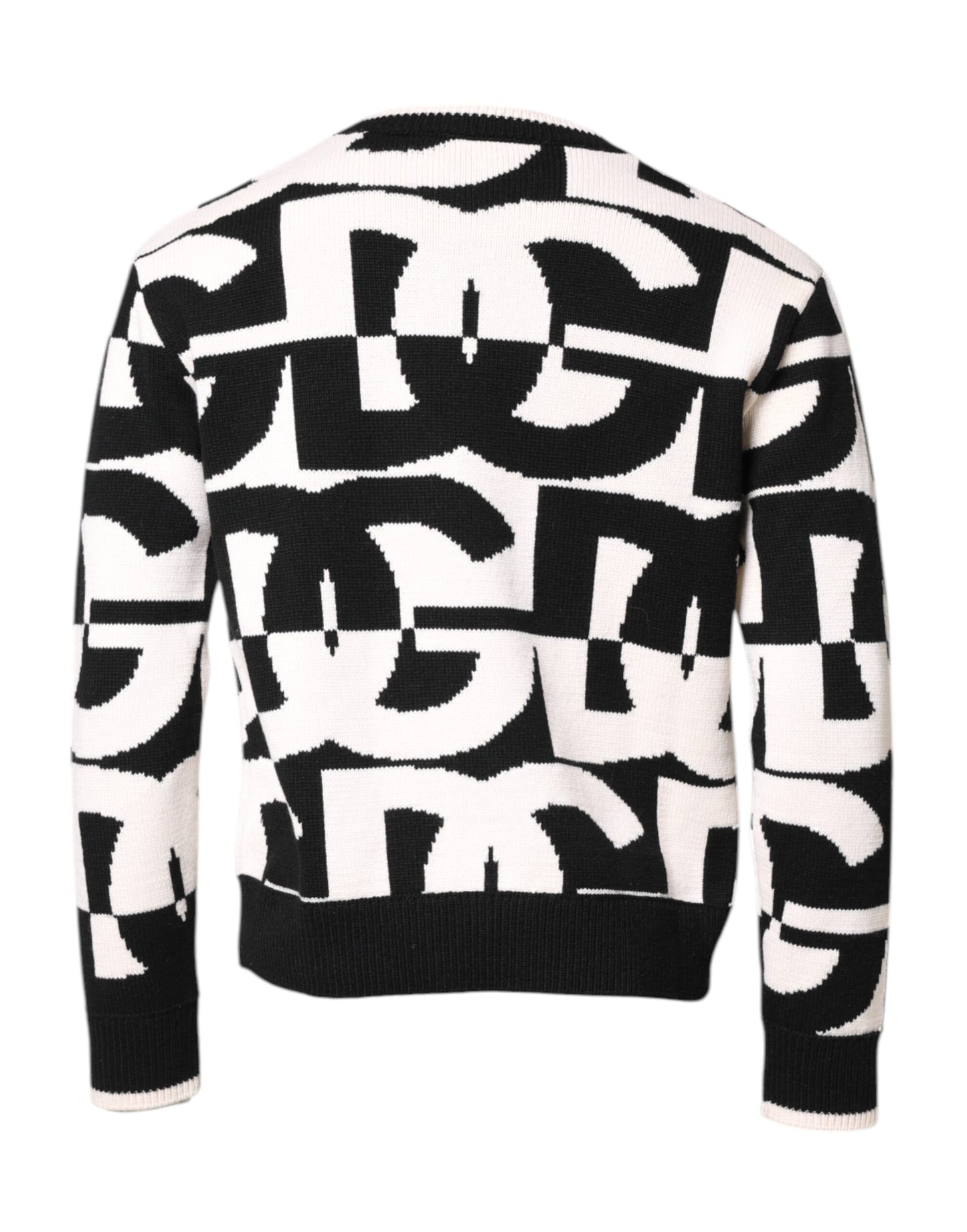Dolce & Gabbana – Schwarz-weißer Strickpullover mit Logo-Print