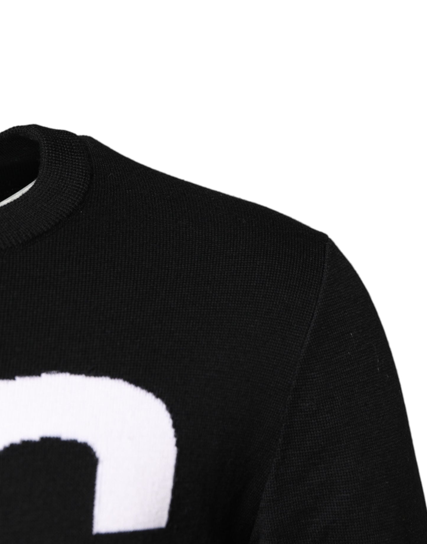 Dolce & Gabbana – Schwarz-weißer Strickpullover mit Logo-Print