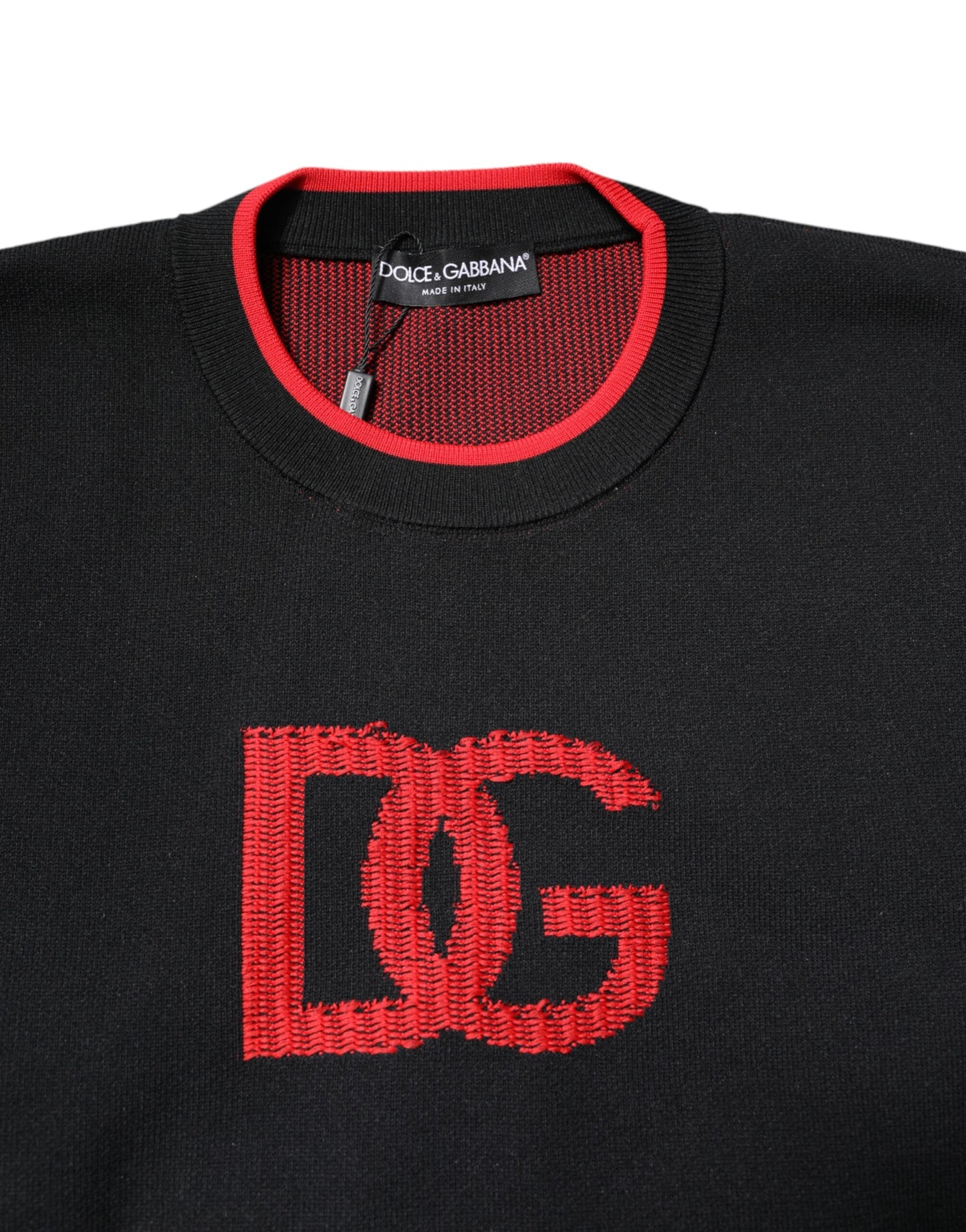 Dolce & Gabbana Schwarzer Nylon-Strickpullover mit DGLogo für Herren