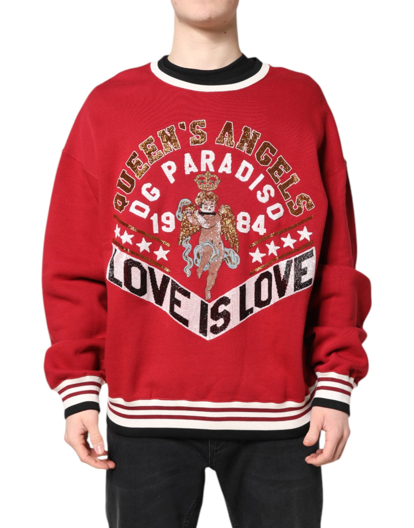 Dolce & Gabbana Roter Pailletten-Strickpullover