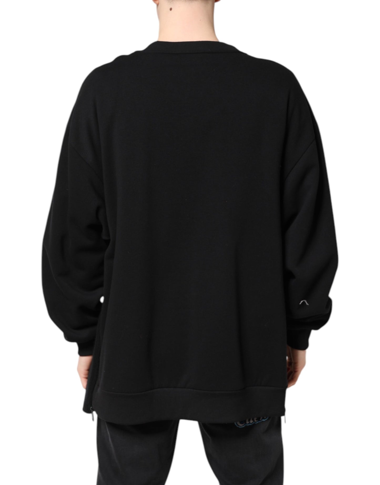 Dolce & Gabbana – Schwarzer Pullover mit Logo-Print aus Baumwolle für Herren